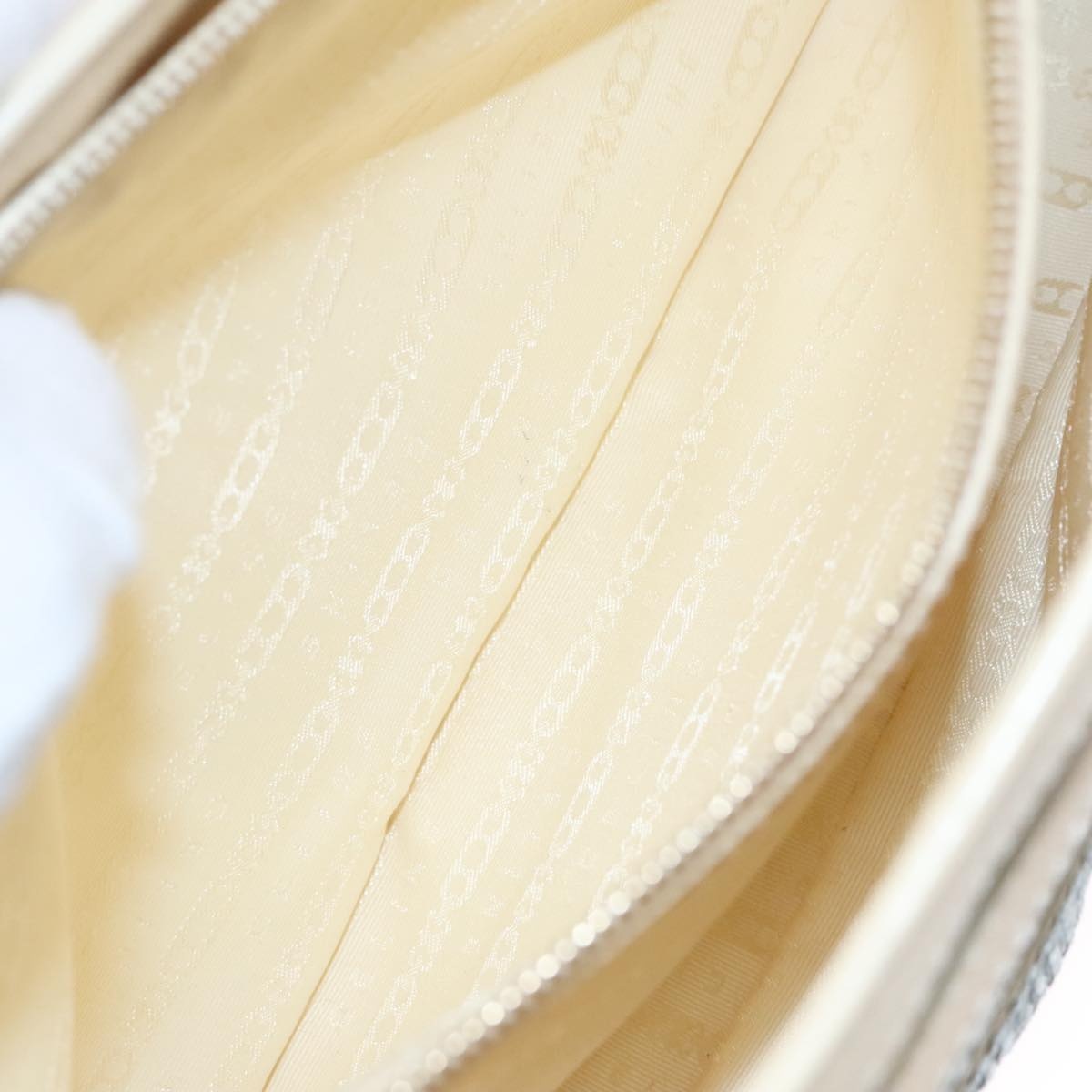 CELINE Hand Bag Straw Leather Blue Cream Gold - 11