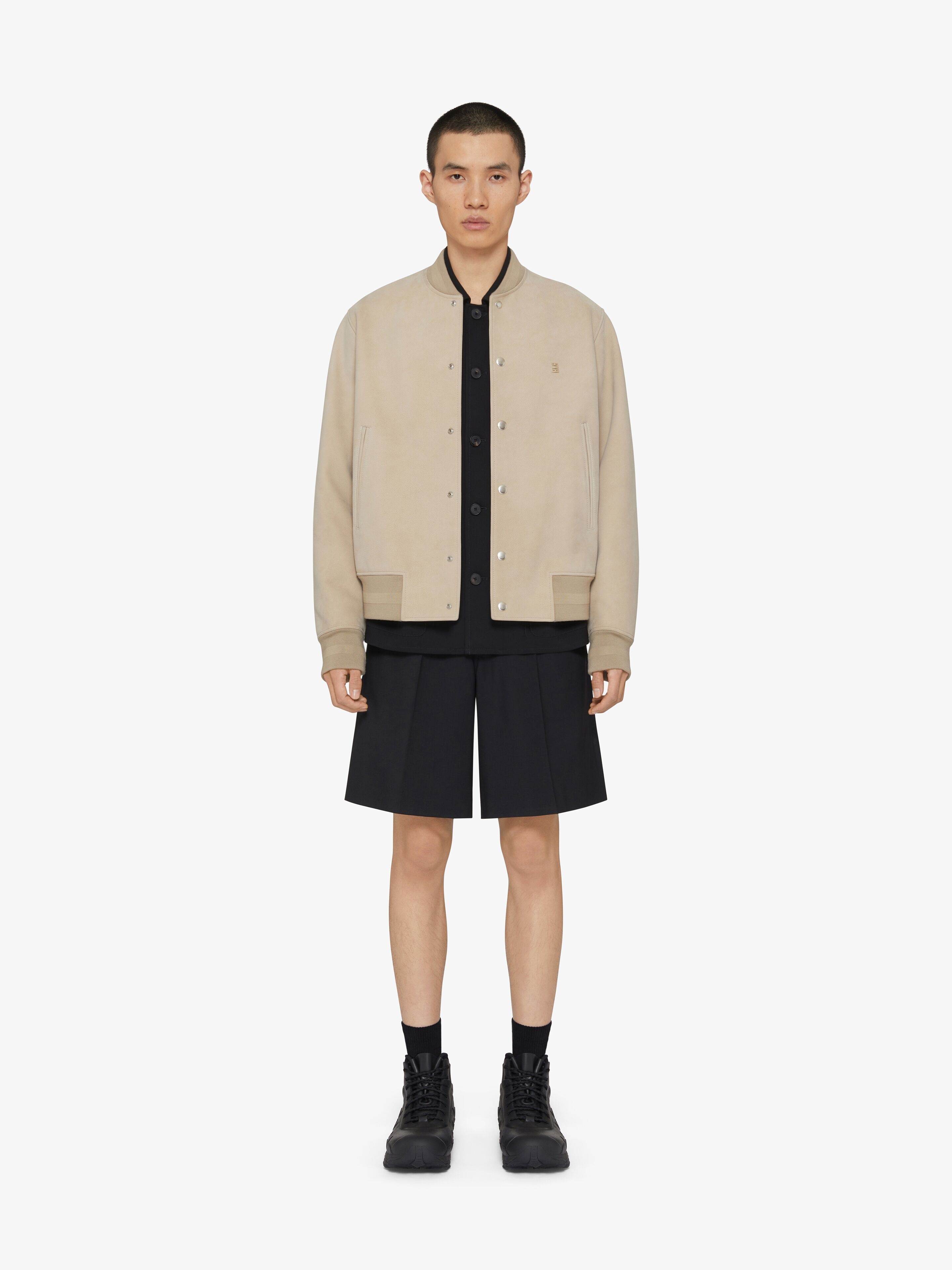 VARSITY JACKET IN GRAINED NUBUCK WITH 4G DETAIL - 2