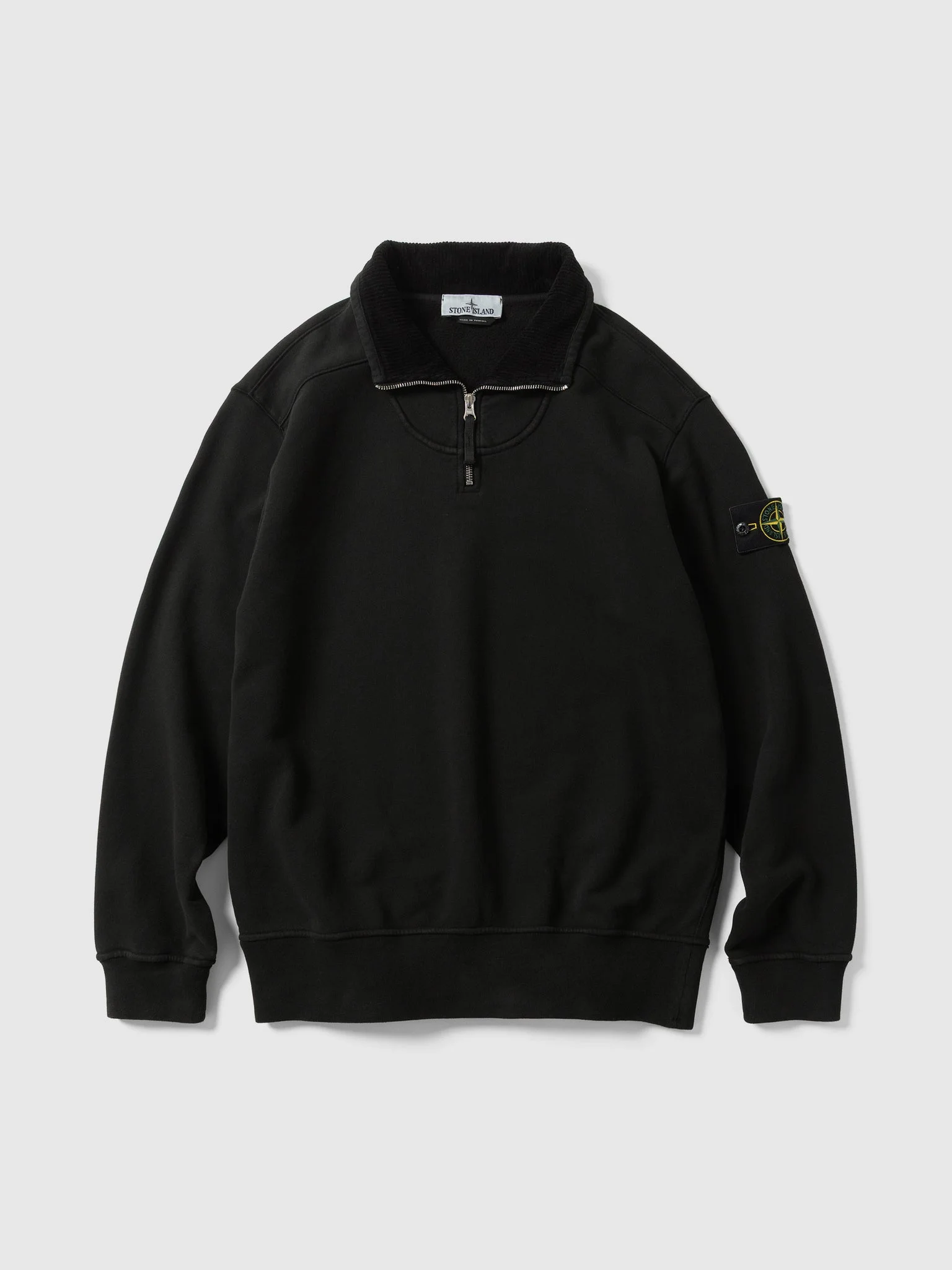 Cotton Zip Neck LS Polo Black - 1