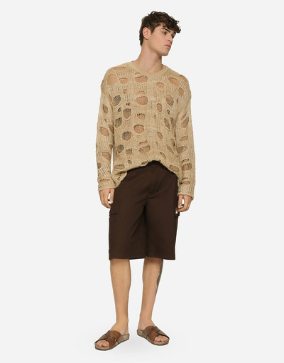Dolce & Gabbana Cotton gabardine cargo Bermuda shorts with brand plate outlook