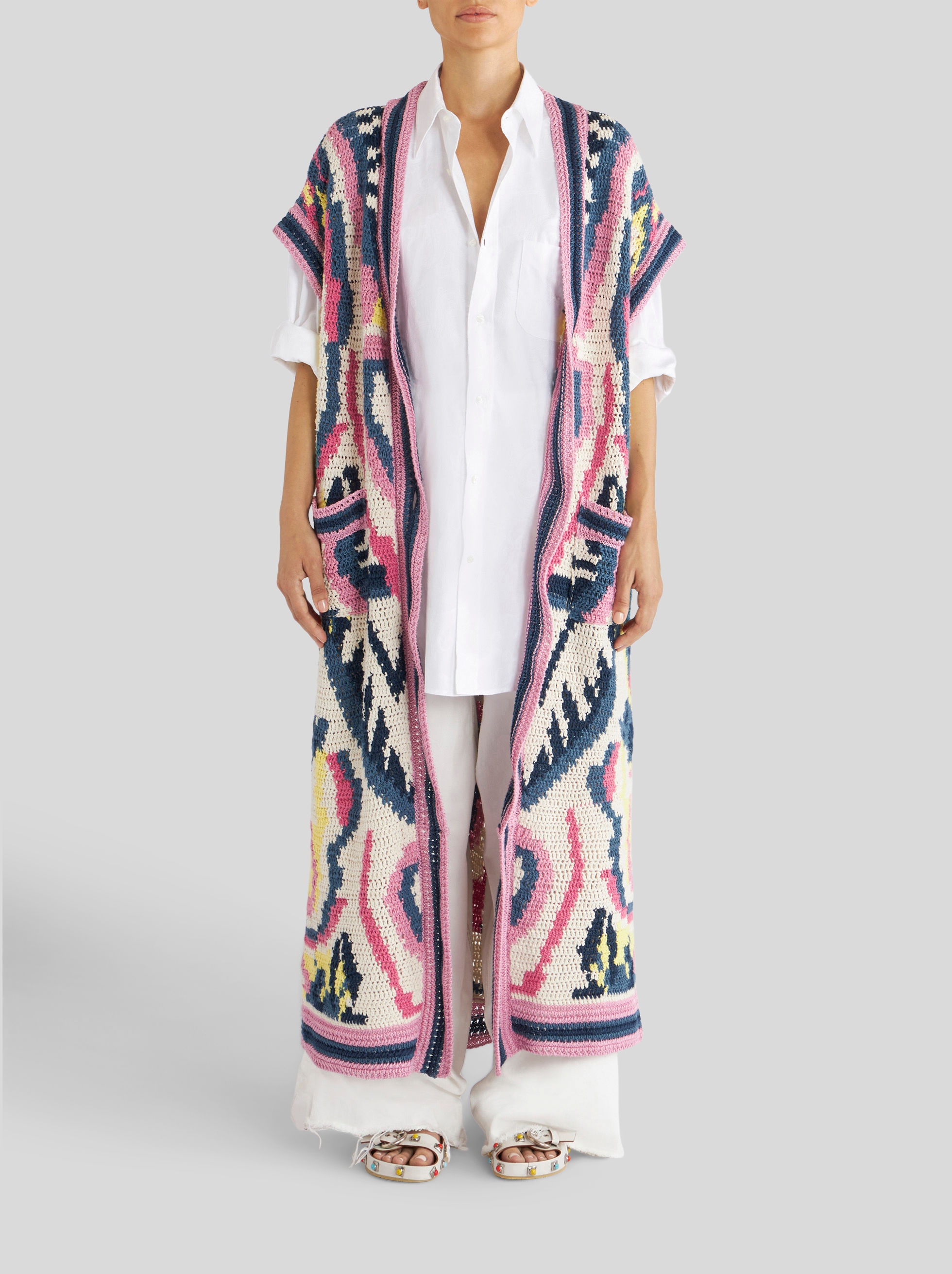 MAXI JACQUARD KNIT GILET - 4
