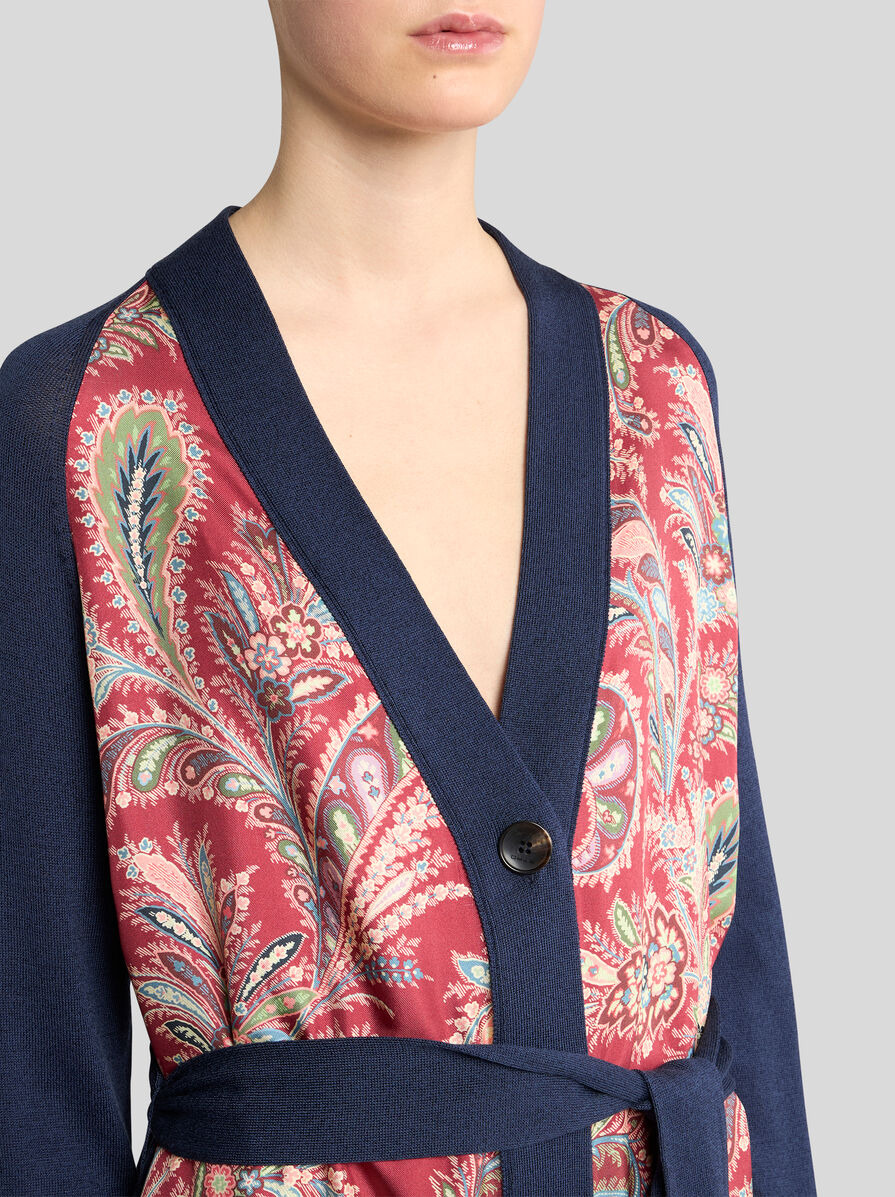 LONG CARDIGAN WITH PRINTED INSERT - 2