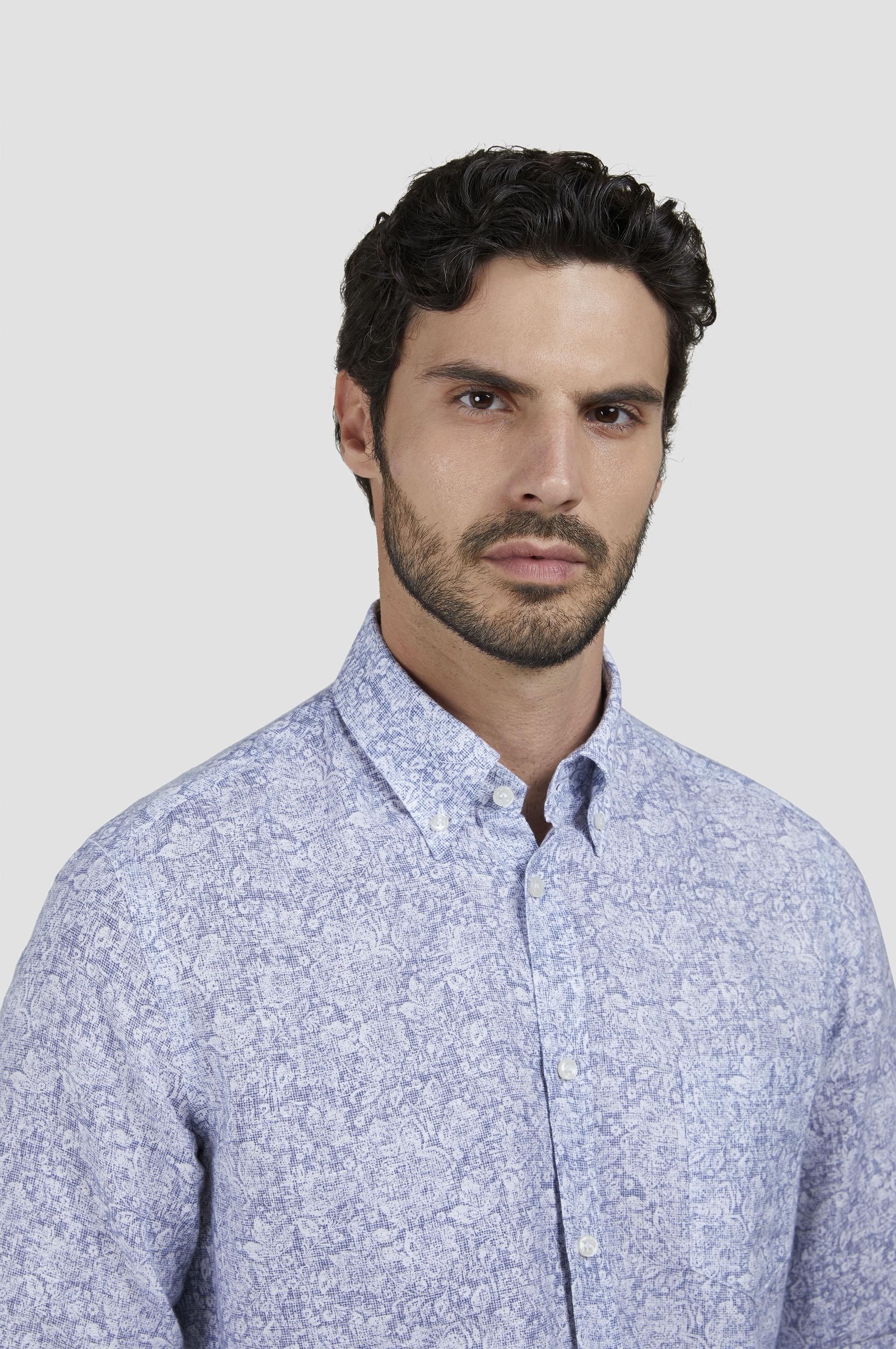 SHIRT IN LINEN AND COTTON WITH LIBERTY PRINT - 4