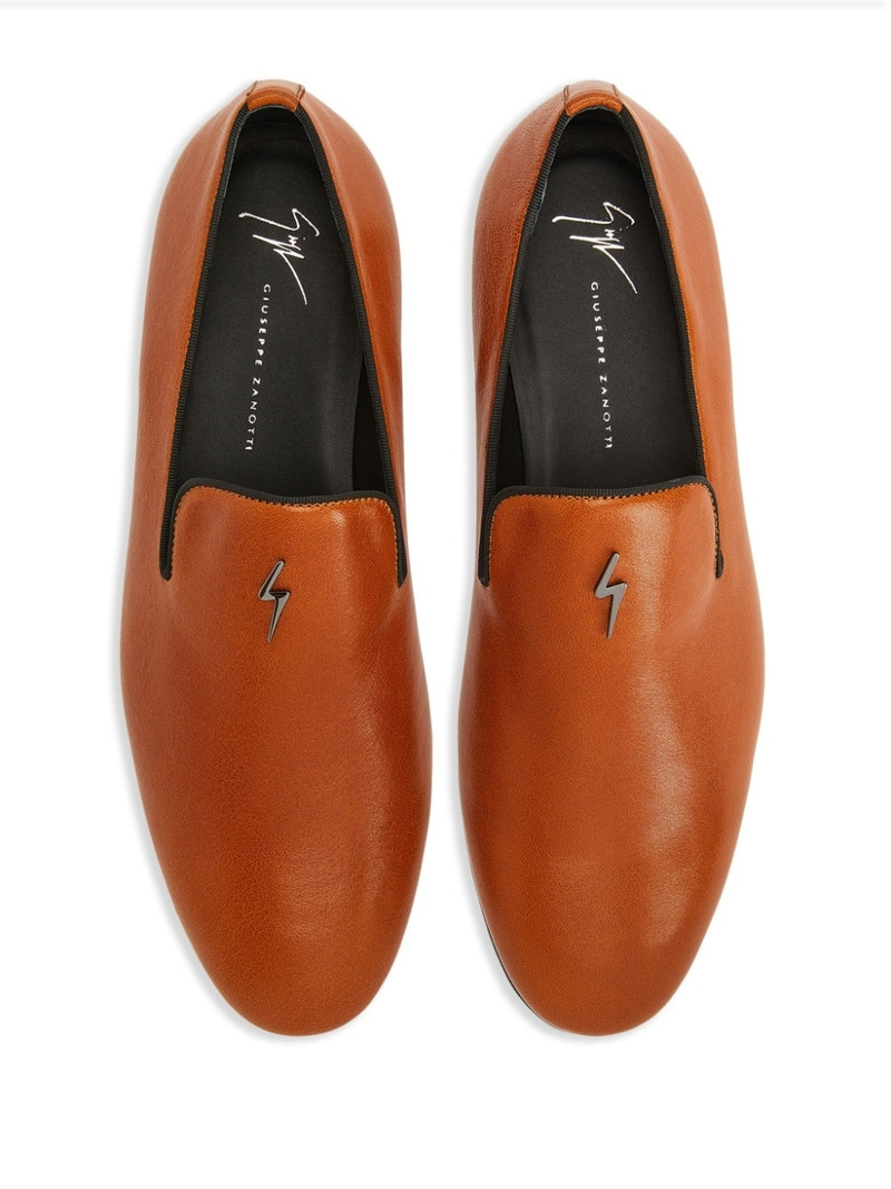 logo-plaque leather loafers 4