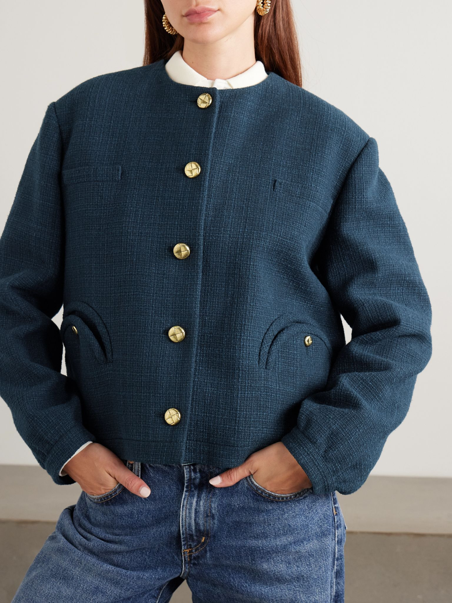 Missy Gliss cotton-blend jacket Navy - 3