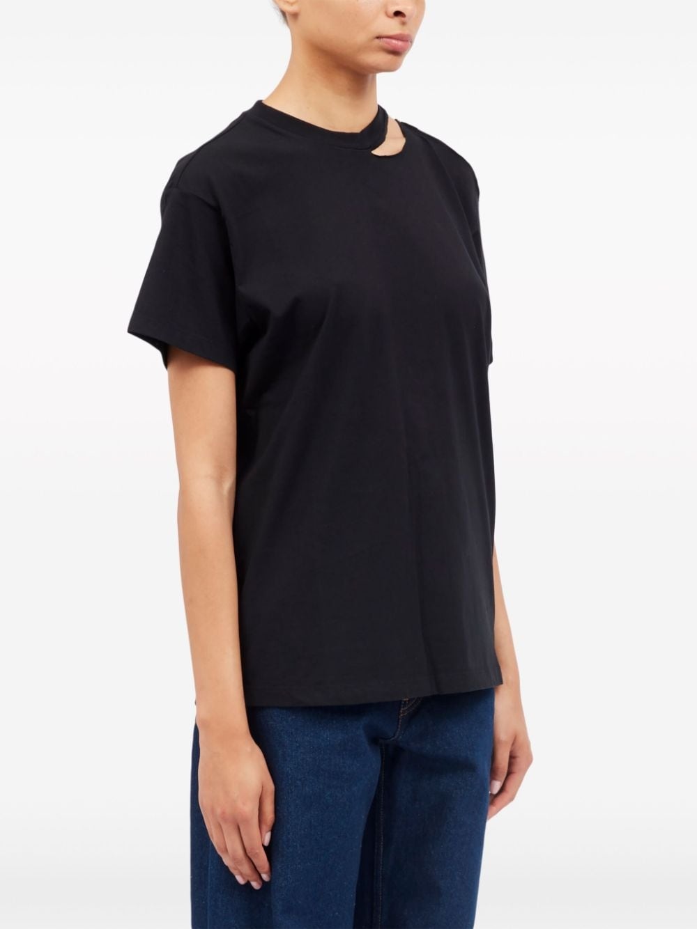 cut out-detail cotton T-shirt - 4