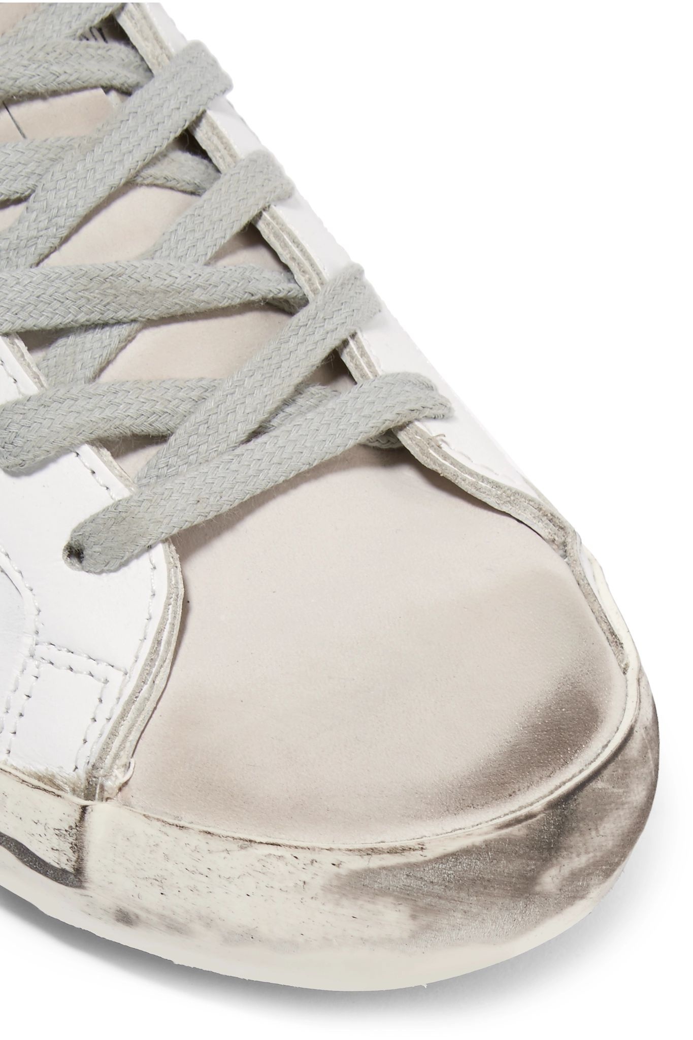 Superstar distressed leather and suede sneakers  - 5