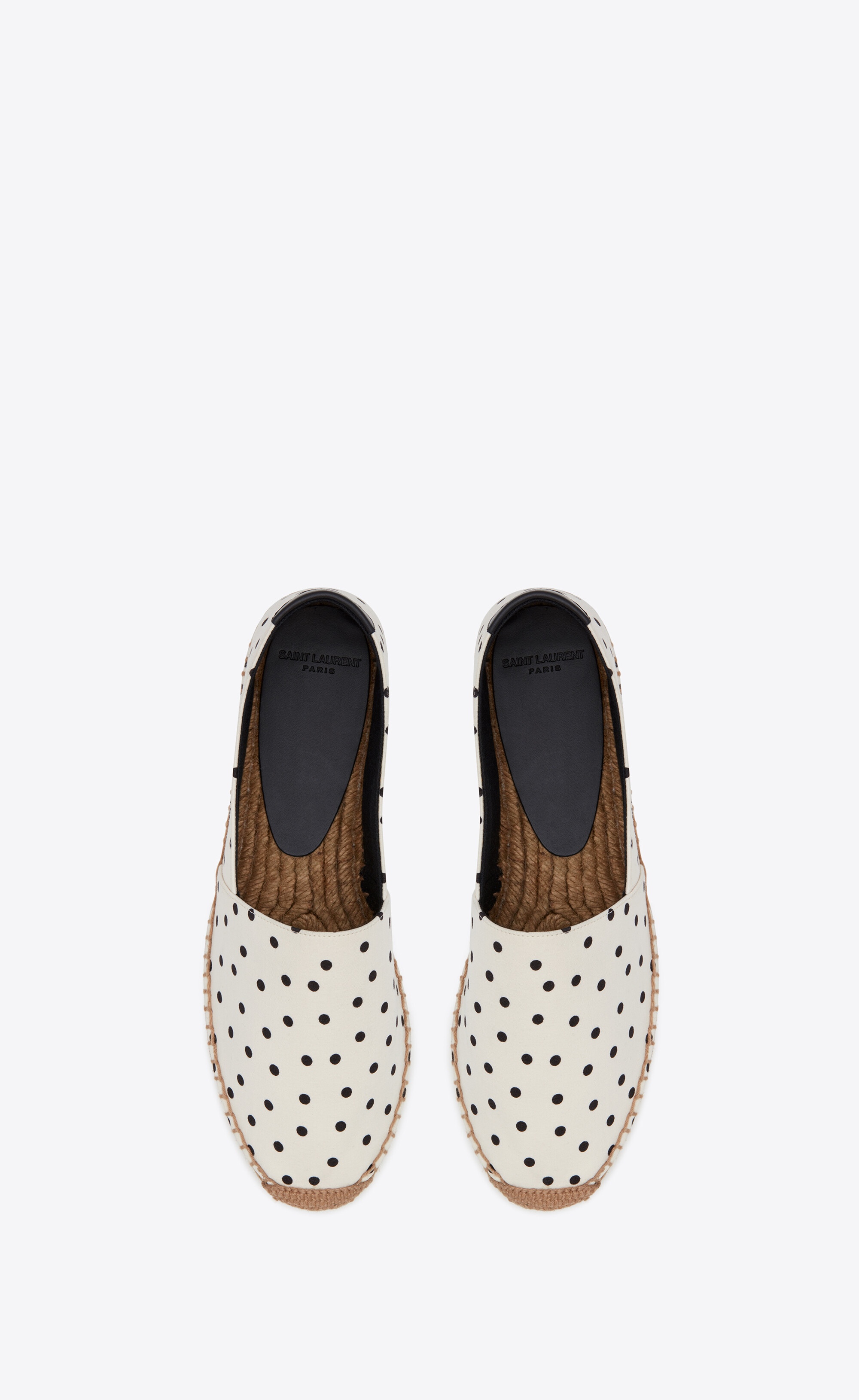 saint laurent embroidered espadrilles in dotted canvas and leather - 2