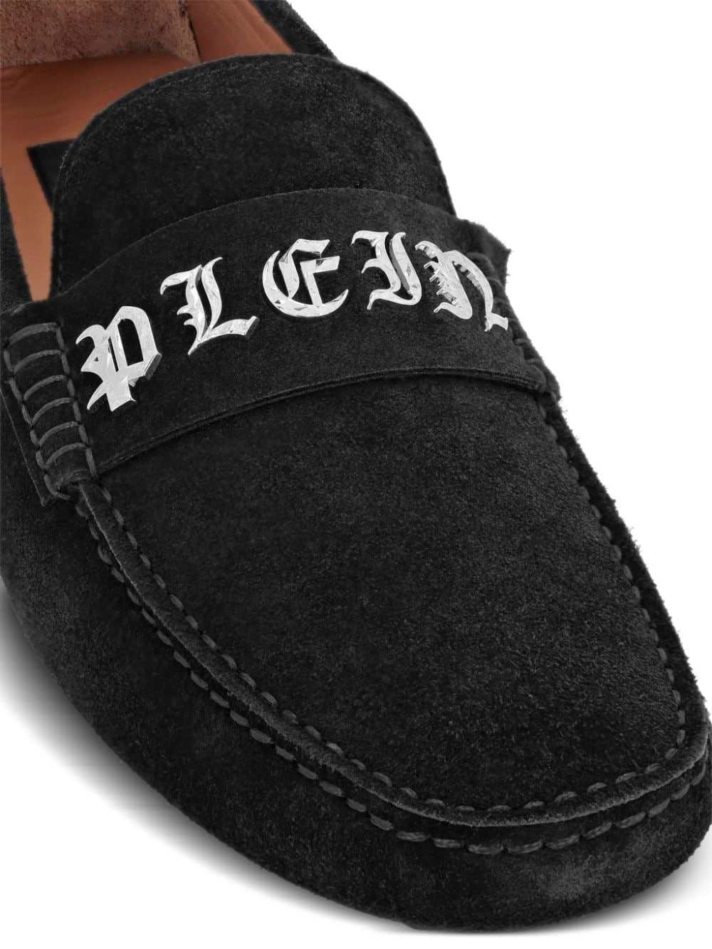logo-plaque suede loafers - 3