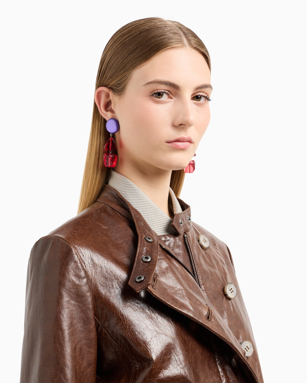 Icon slim-fit jacket with an off-centre zip in vegetable-tanned tumbled goatskin nappa leather - 5