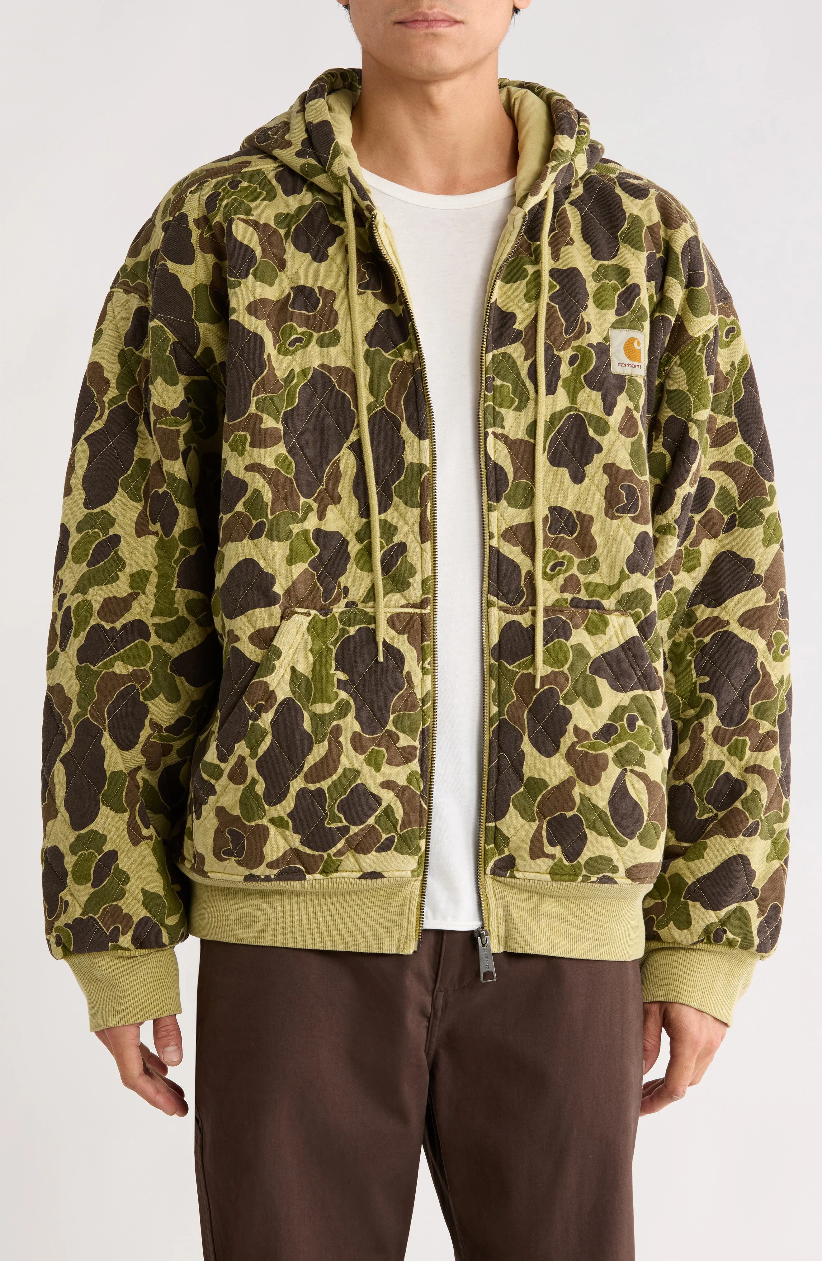 Carhartt Work In Progress Vista Quilted Hooded Jacket in Camo Duck Green Garment Dyed at Nordstrom - 1