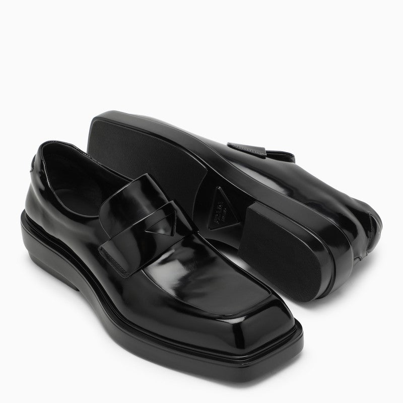 Prada Black Brushed Leather Loafers Women - 5