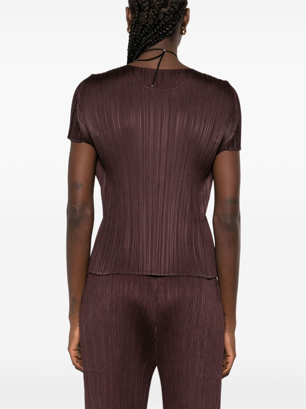 pleated crew-neck top - 4