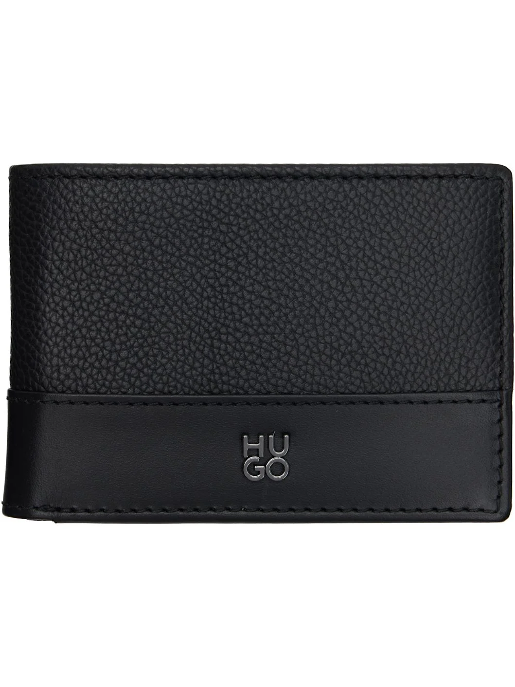 Black Stacked-Logo Slim Leather Wallet - 1