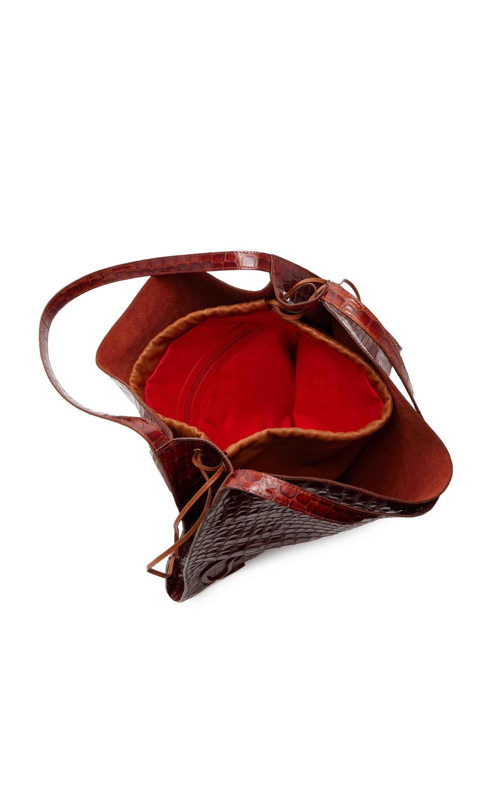 Le 54 Croc-Embossed Leather Tote Bag brown - 5