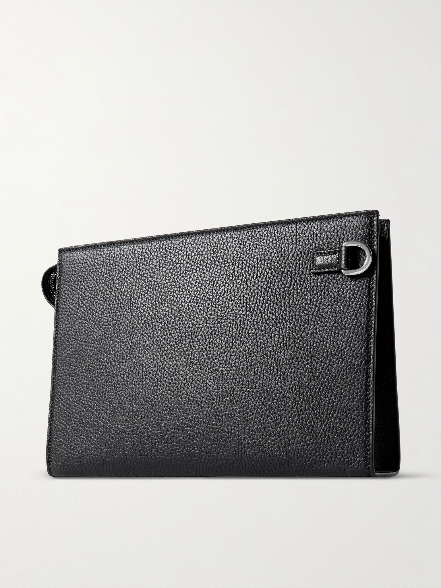 Logo-Embellished Full-Grain Leather Pouch Black - 3