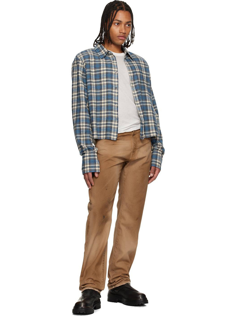 424 Blue & Off-White Shoulder Pad Cropped Shirt outlook