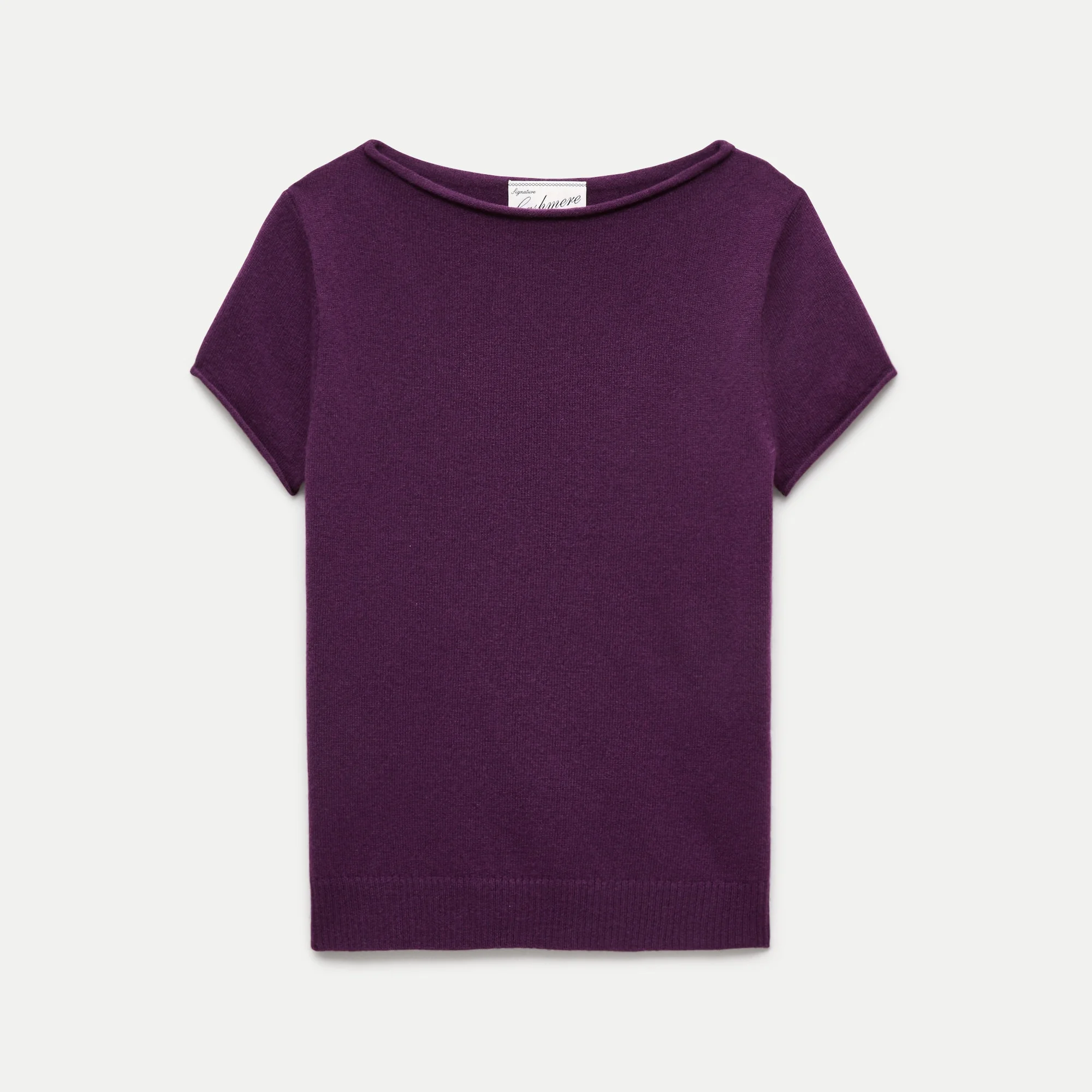 Rolled cashmere boatneck sweater-tee - 1