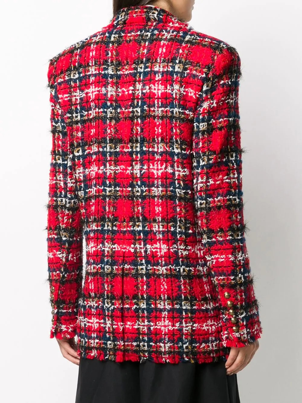 oversized tartan tweed blazer - 4