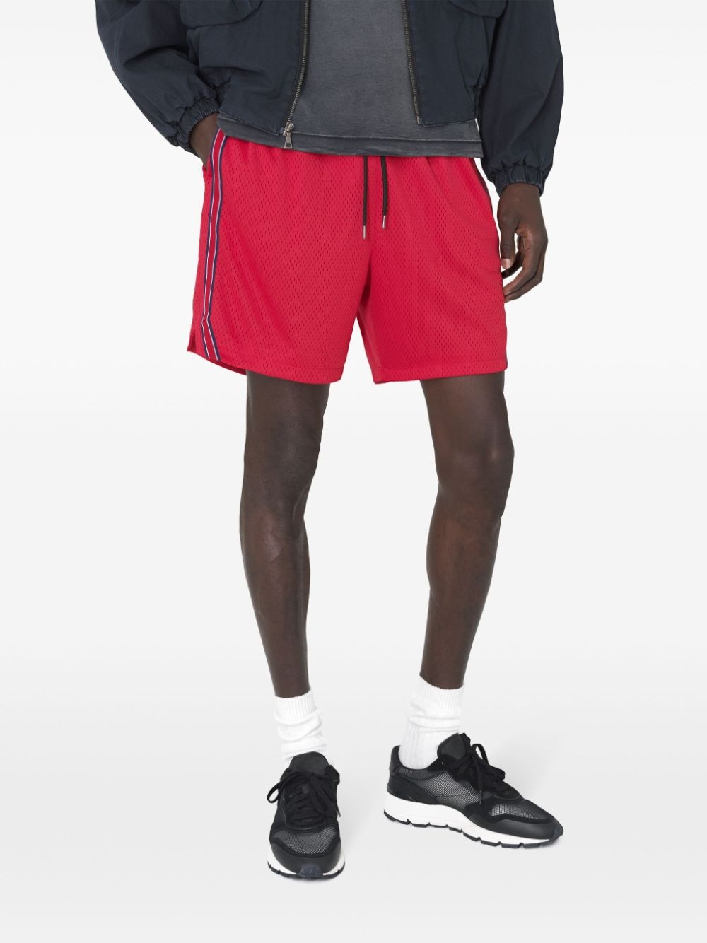 stripe-detail mesh shorts - 5