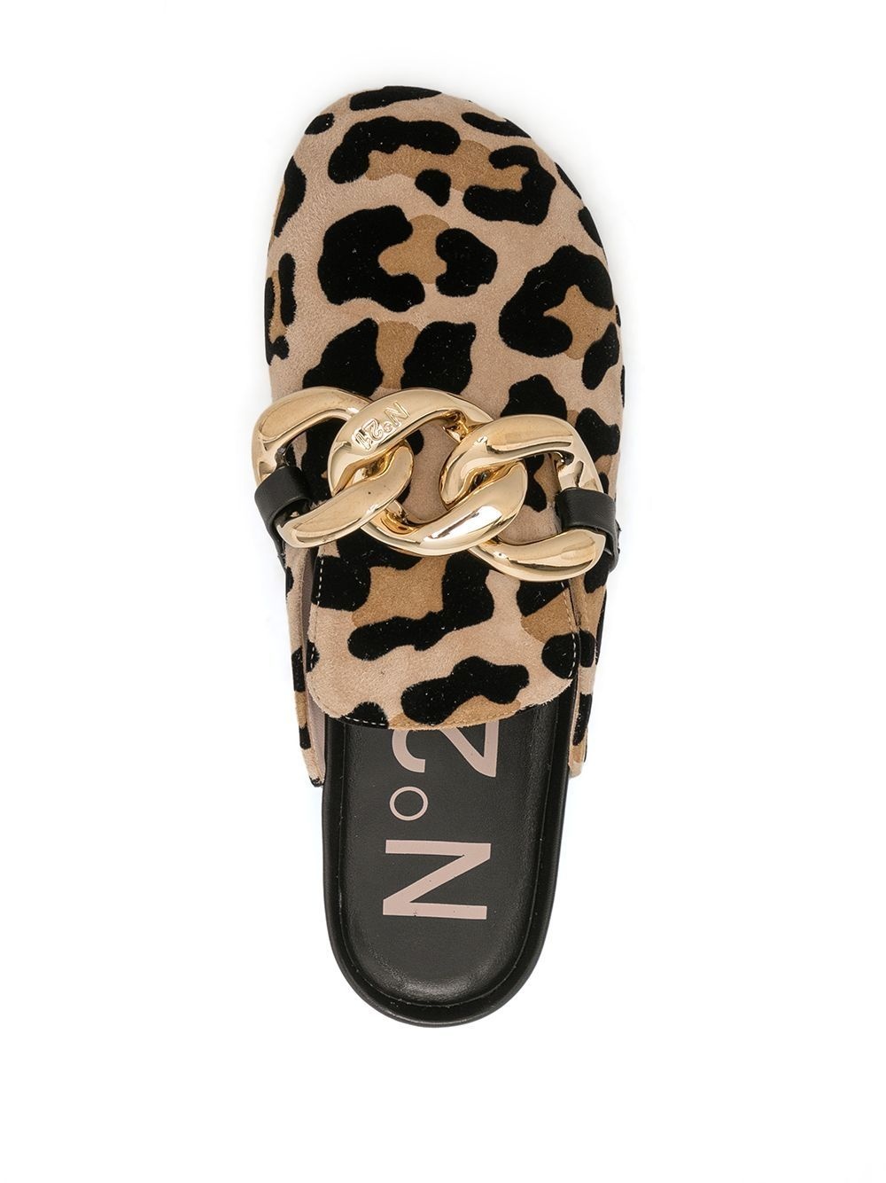 Chunky Chain-Embellished Leopard-Print Slides - 4