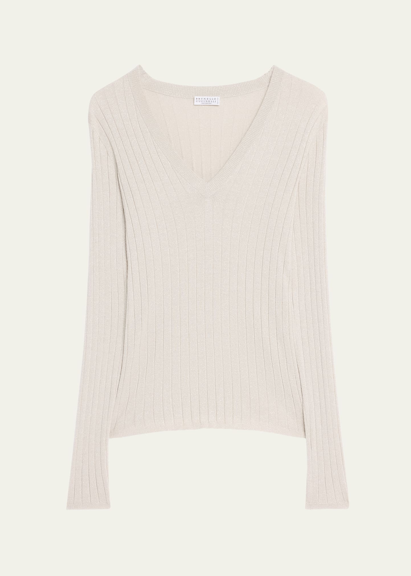 Cashmere-Blend Lurex Ribbed Knit Top - 1