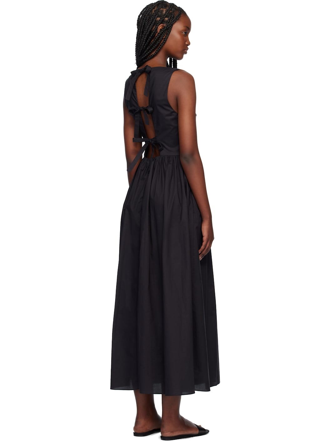 Black Tie Back Midi Dress - 3