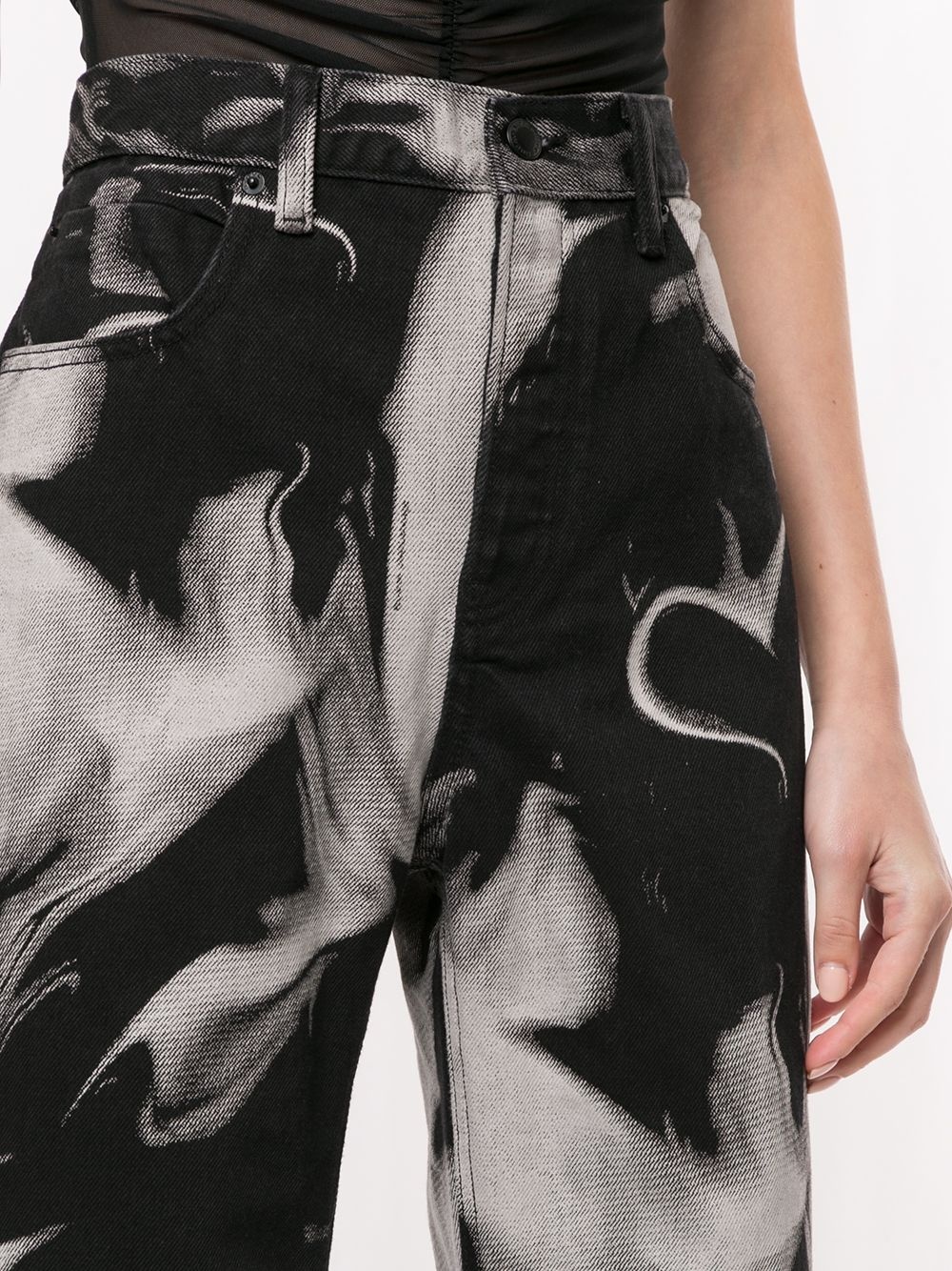 printed wide-leg trousers - 5