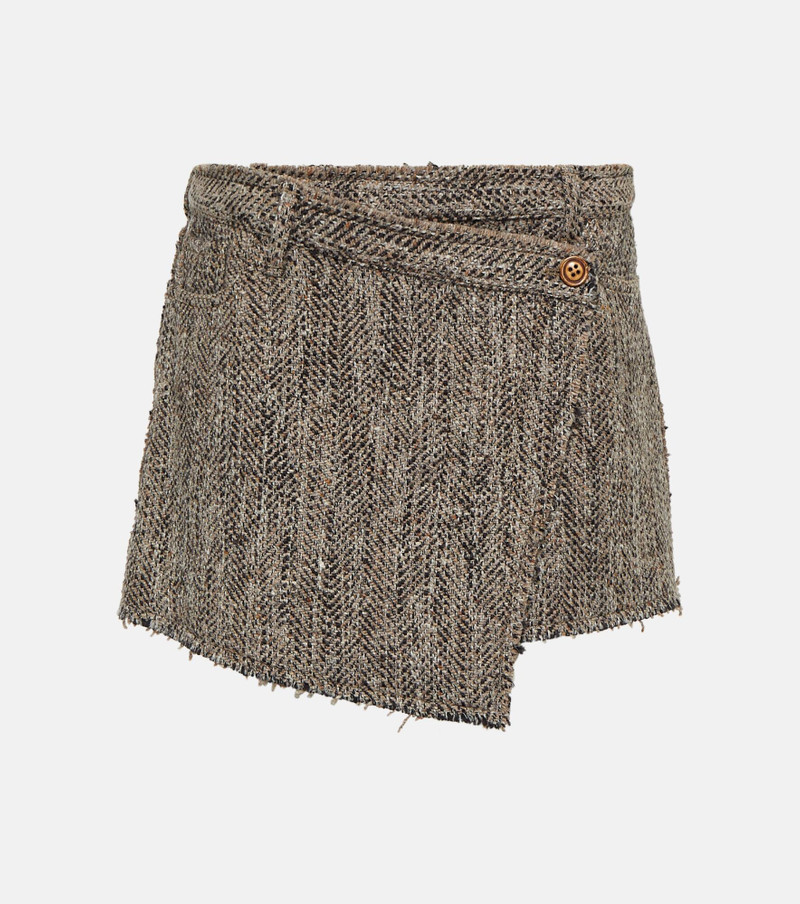 Herringbone 랩 스커트 - 갈색 melange - 1