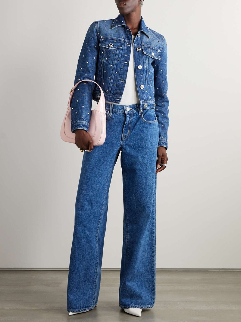 VERSACE Studded denim jacket Blue outlook