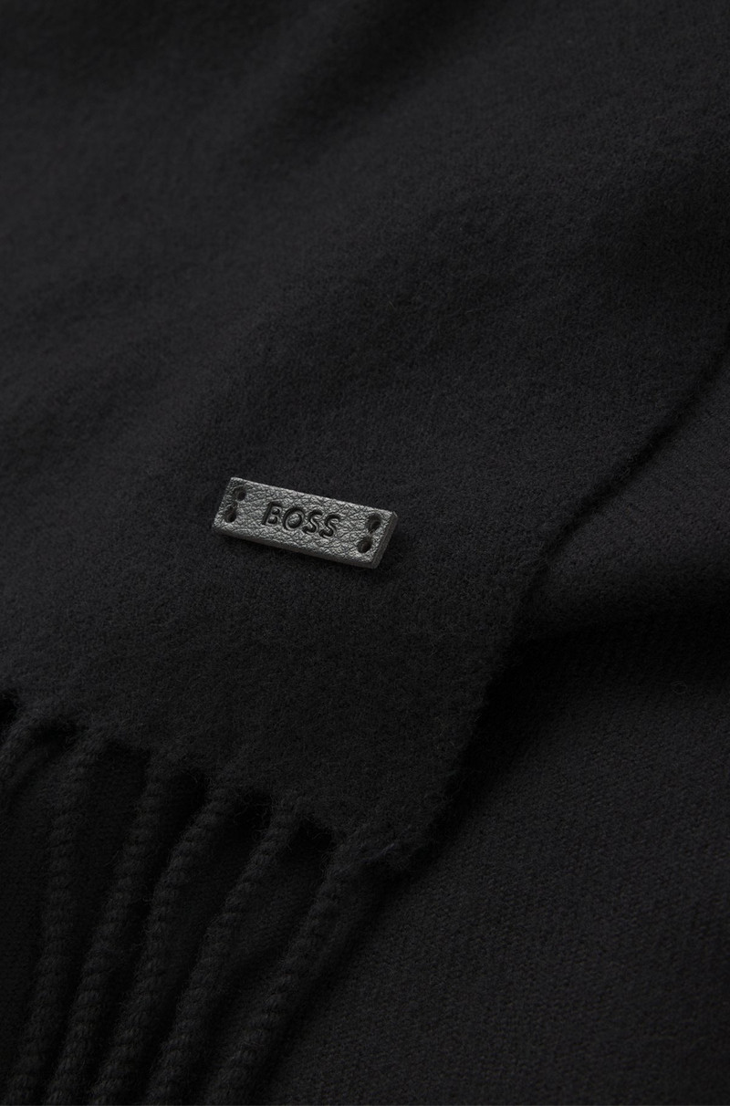 BOSS ITALIAN-MADE SCARF IN WOOL WITH LOGO PATCH outlook