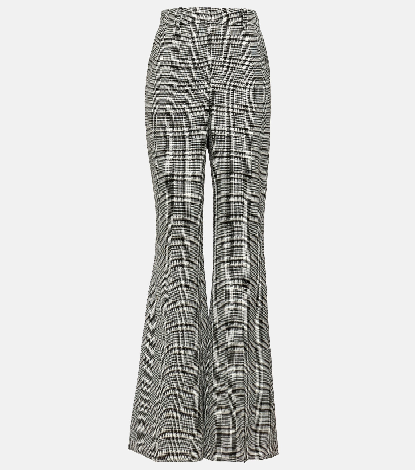 Checked wool flared pants - 1