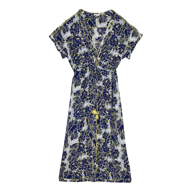 Women Maxi Dress Hidden Fishes - Vilebrequin x Poupette St Barth 1