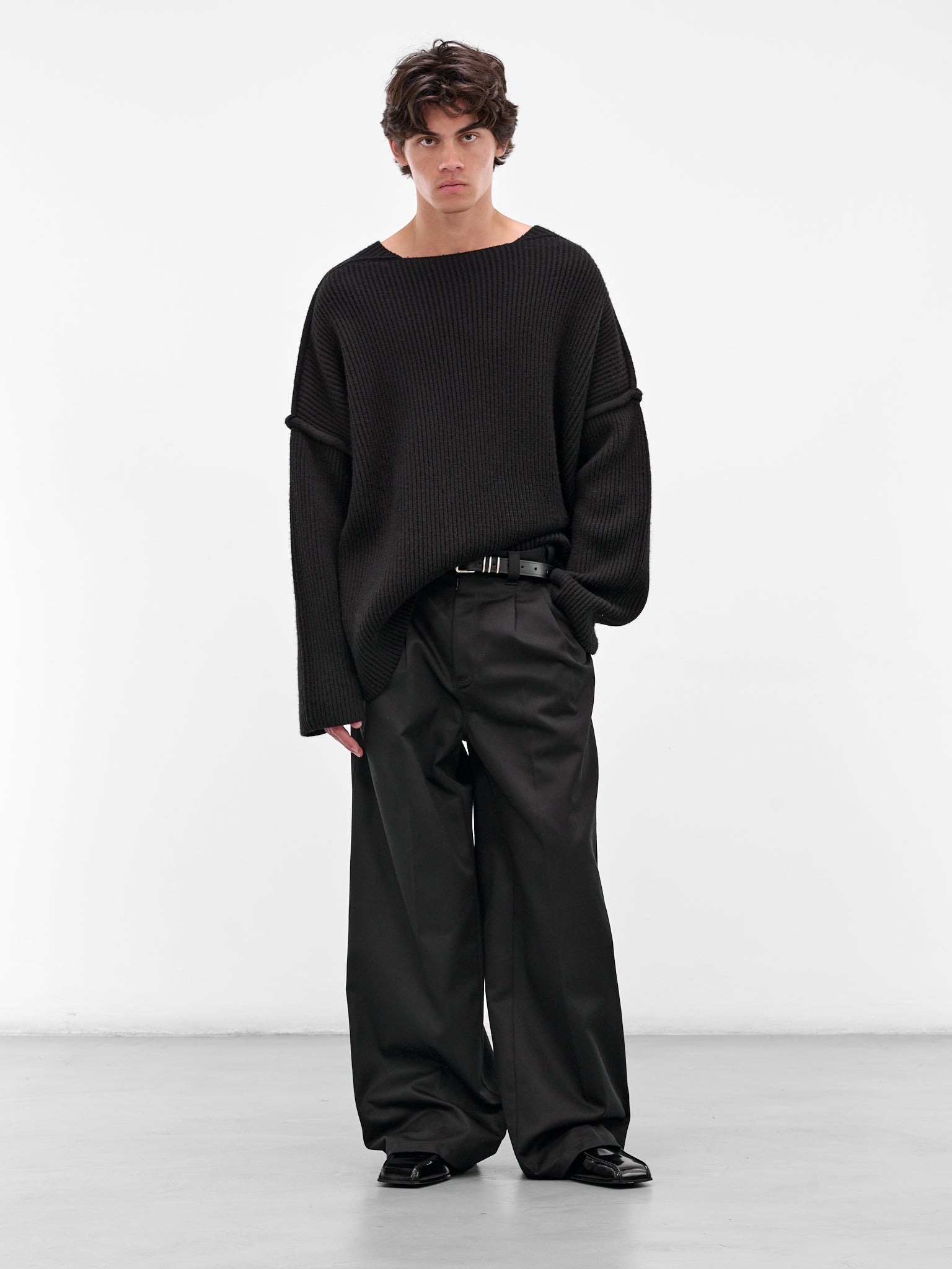 Black Wide Skater Chino Trousers - 6