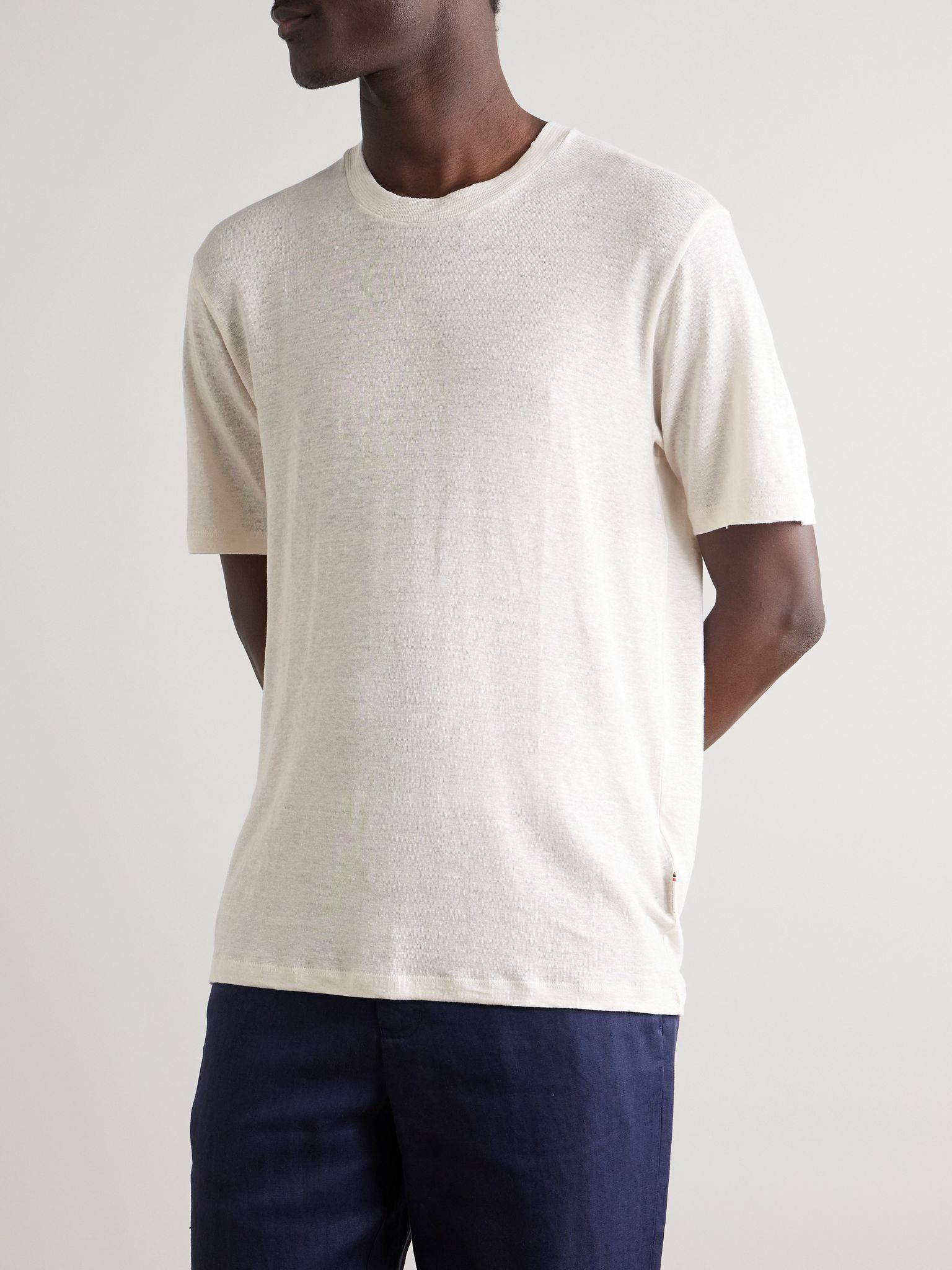 OB Standard Linen-Blend Jersey T-Shirt Beige - 3