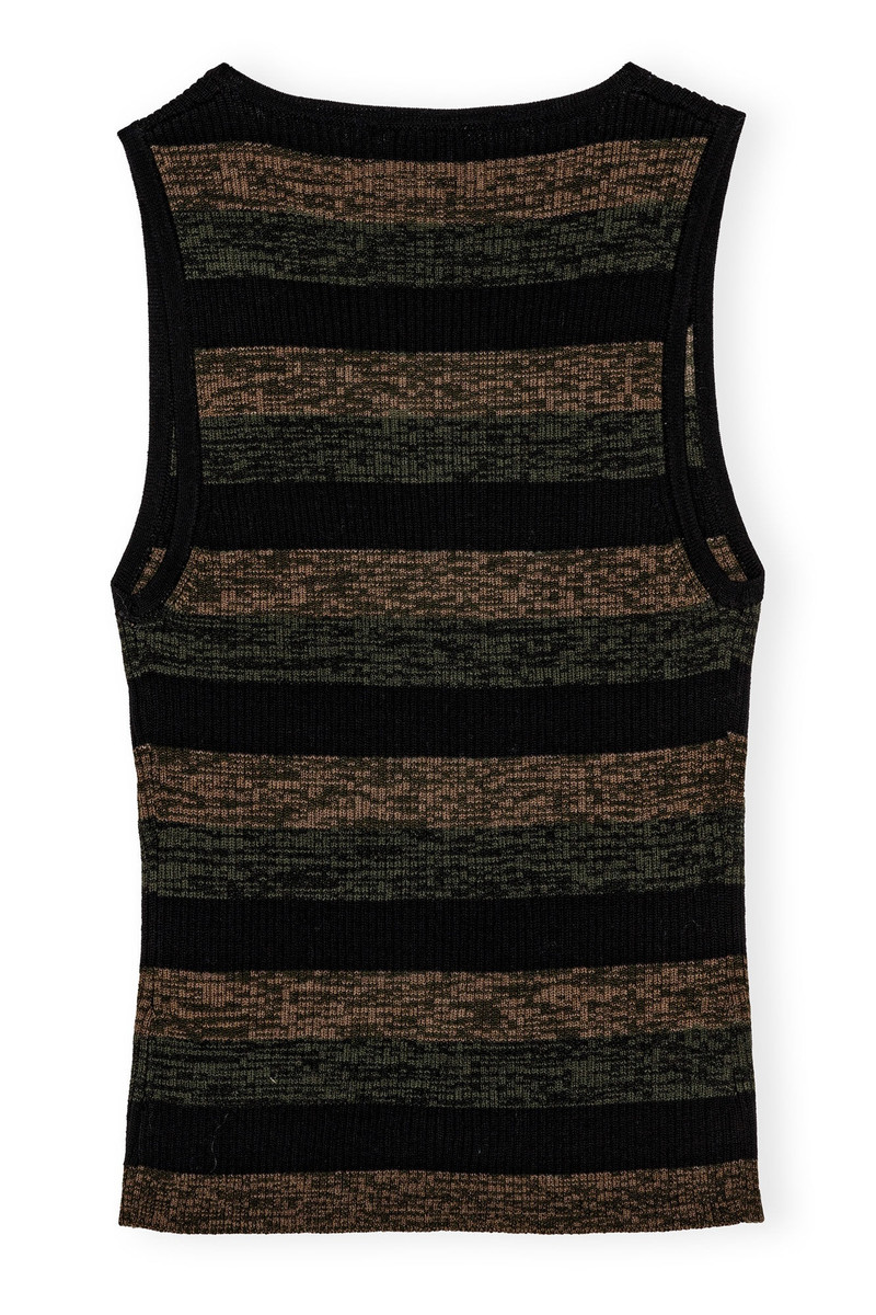 GANNI STRIPED RIBBED MERINO WOOL TIE TOP outlook