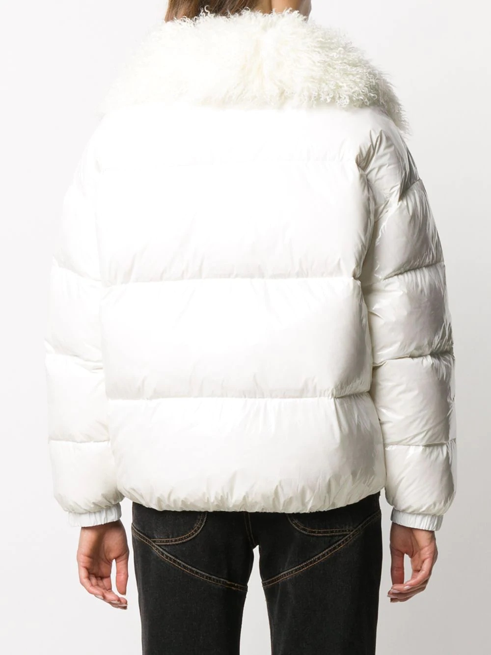 lamb fur trimmed padded jacket - 4