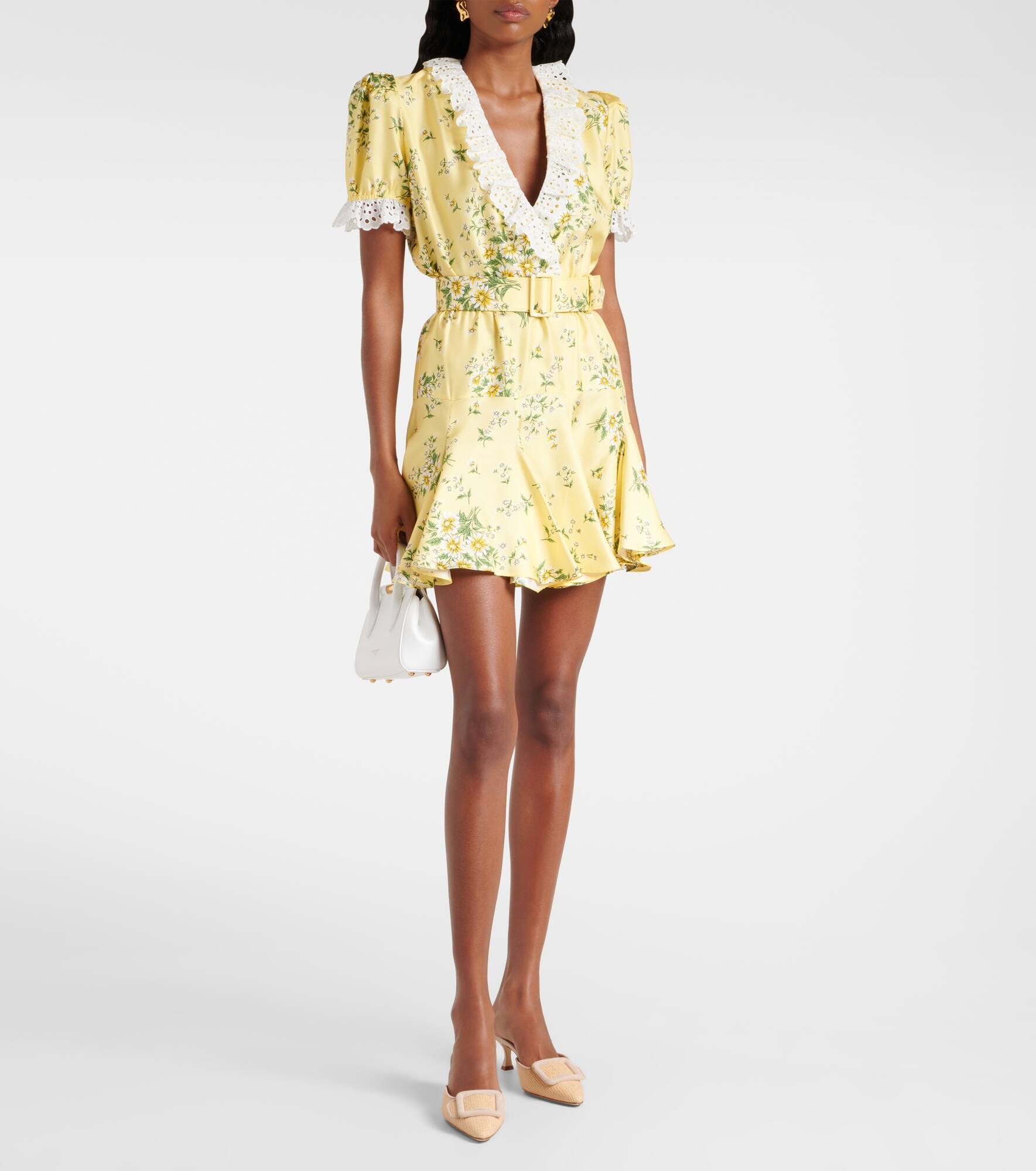 Satin and broderie anglaise minidress - 2
