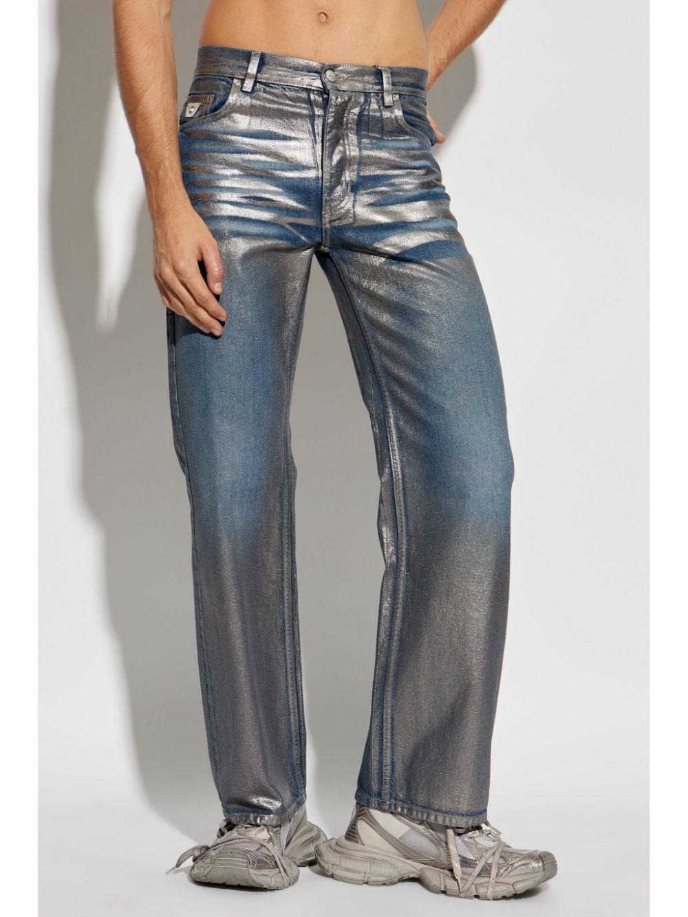 coated straight jeans - 3
