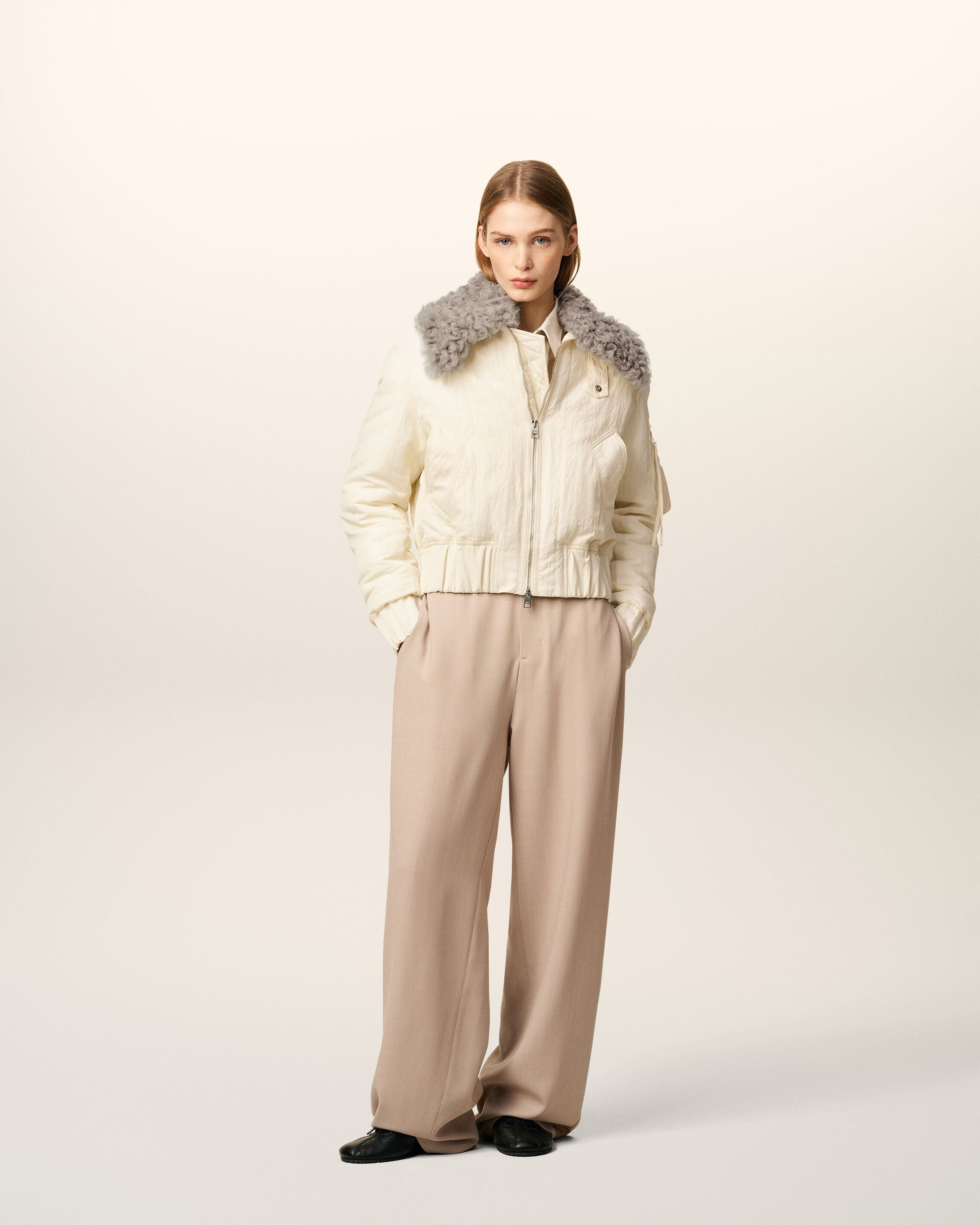 WHITE NYLON PADDED BOMBER - 2