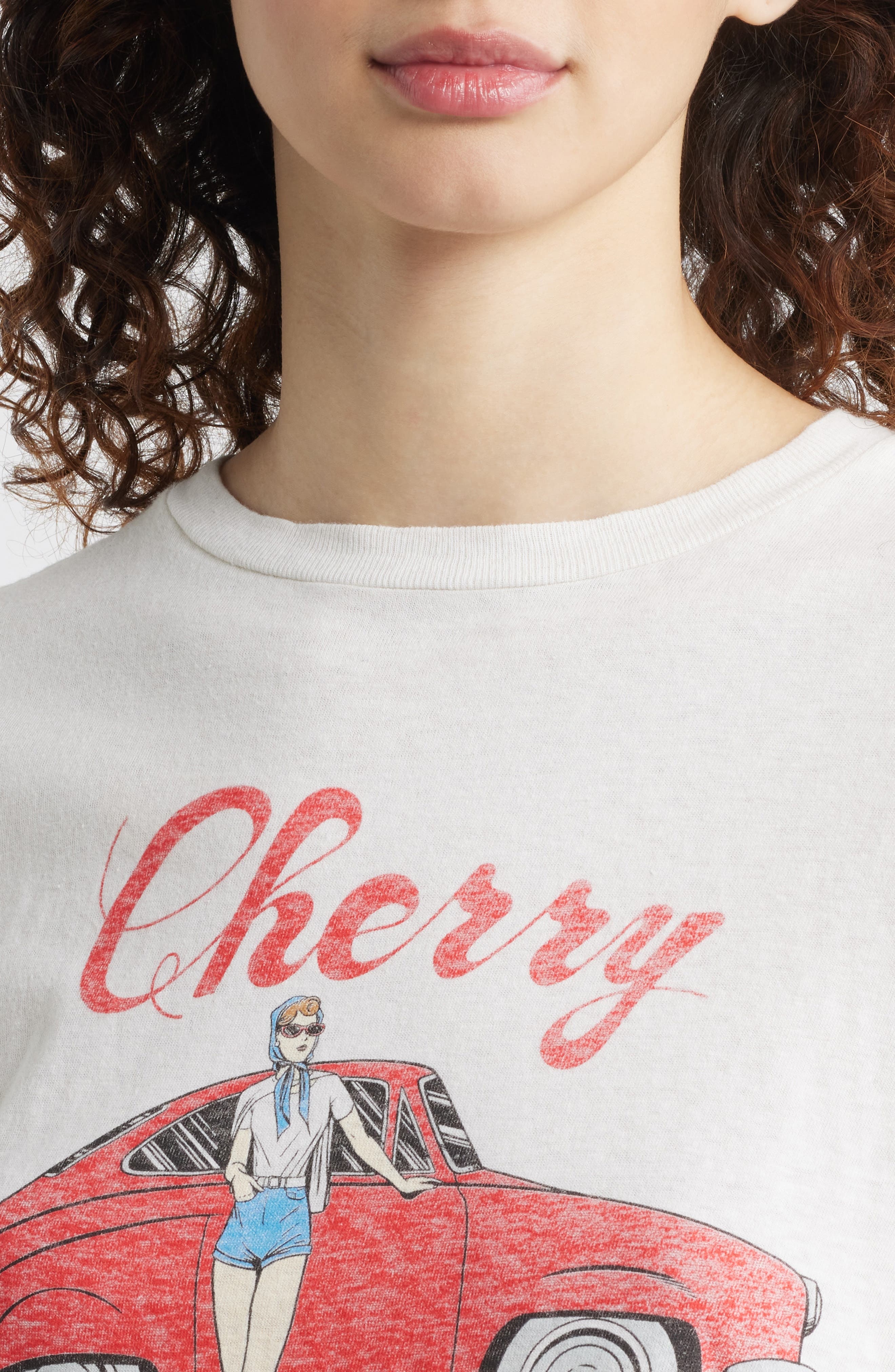 Re/Done Cherry Auto Club Cotton Graphic T-Shirt in Vintage White at Nordstrom - 4
