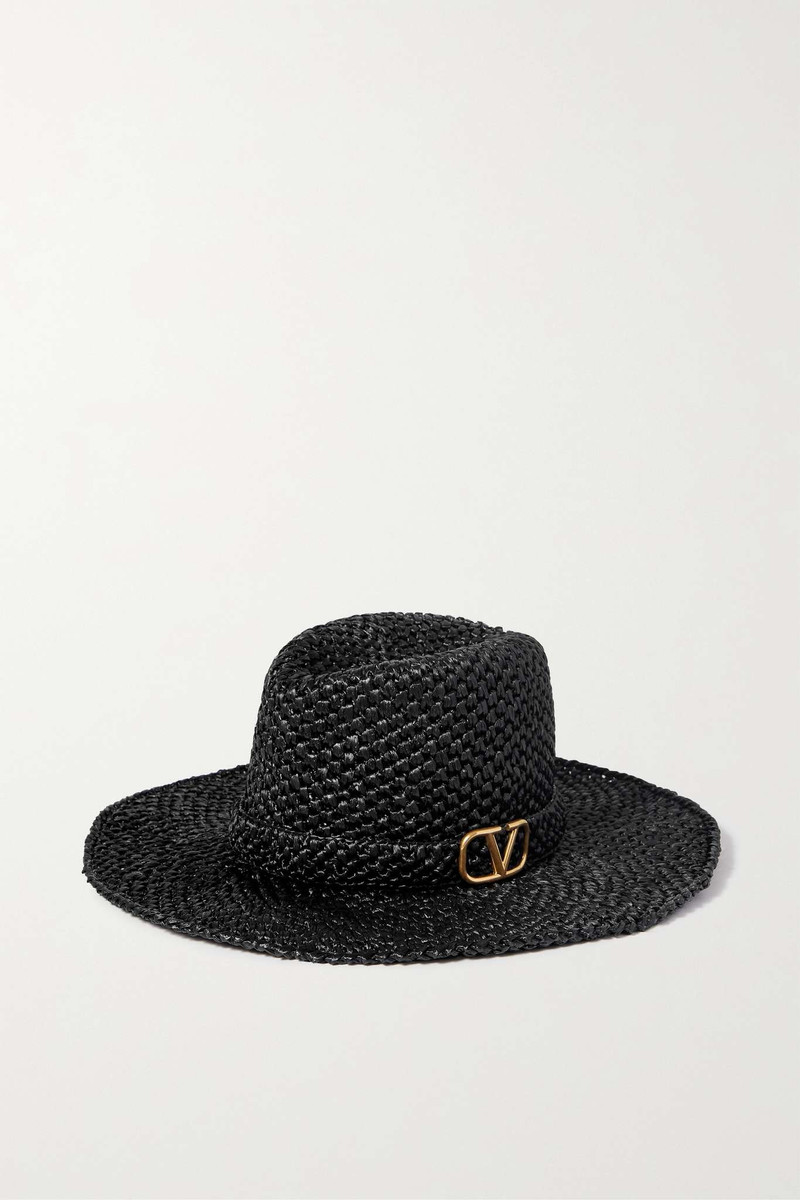 Valentino Garavani VLOGO embellished faux straw fedora 1