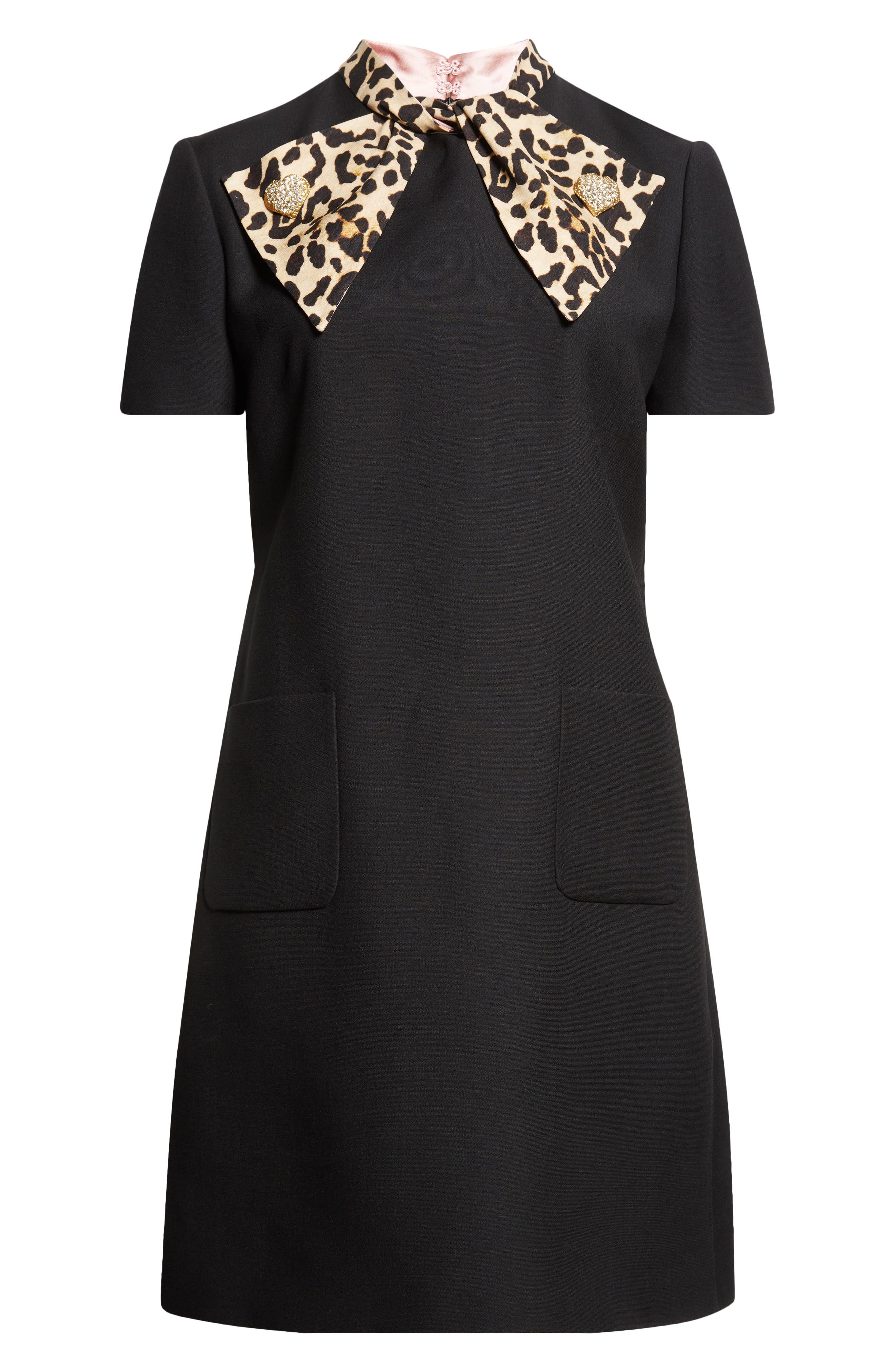 Valentino Garavani Crepe Couture Minidress with Leopard Print Scarf in Black at Nordstrom - 5