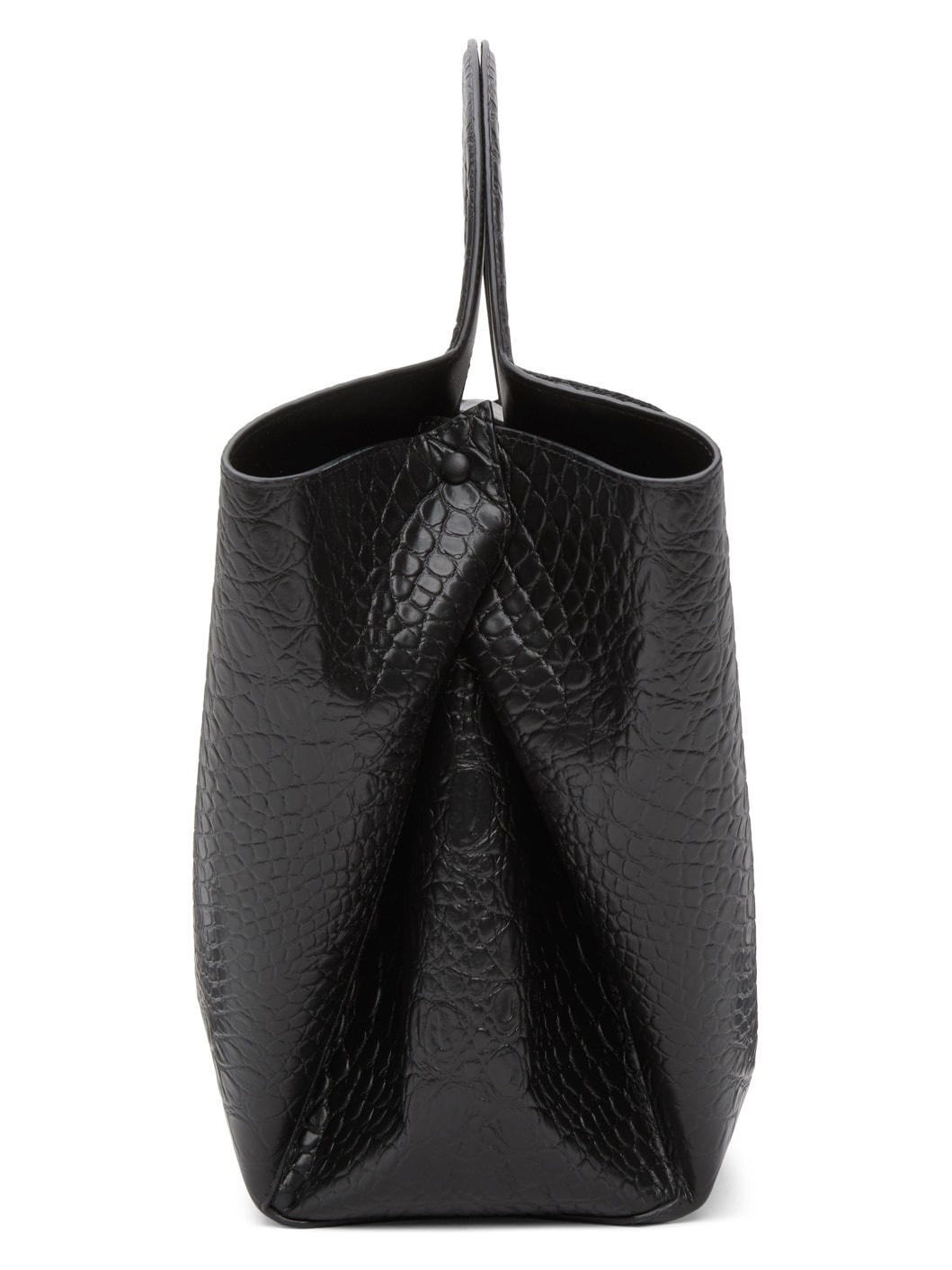 Black Croc Top Handle Tote - 2