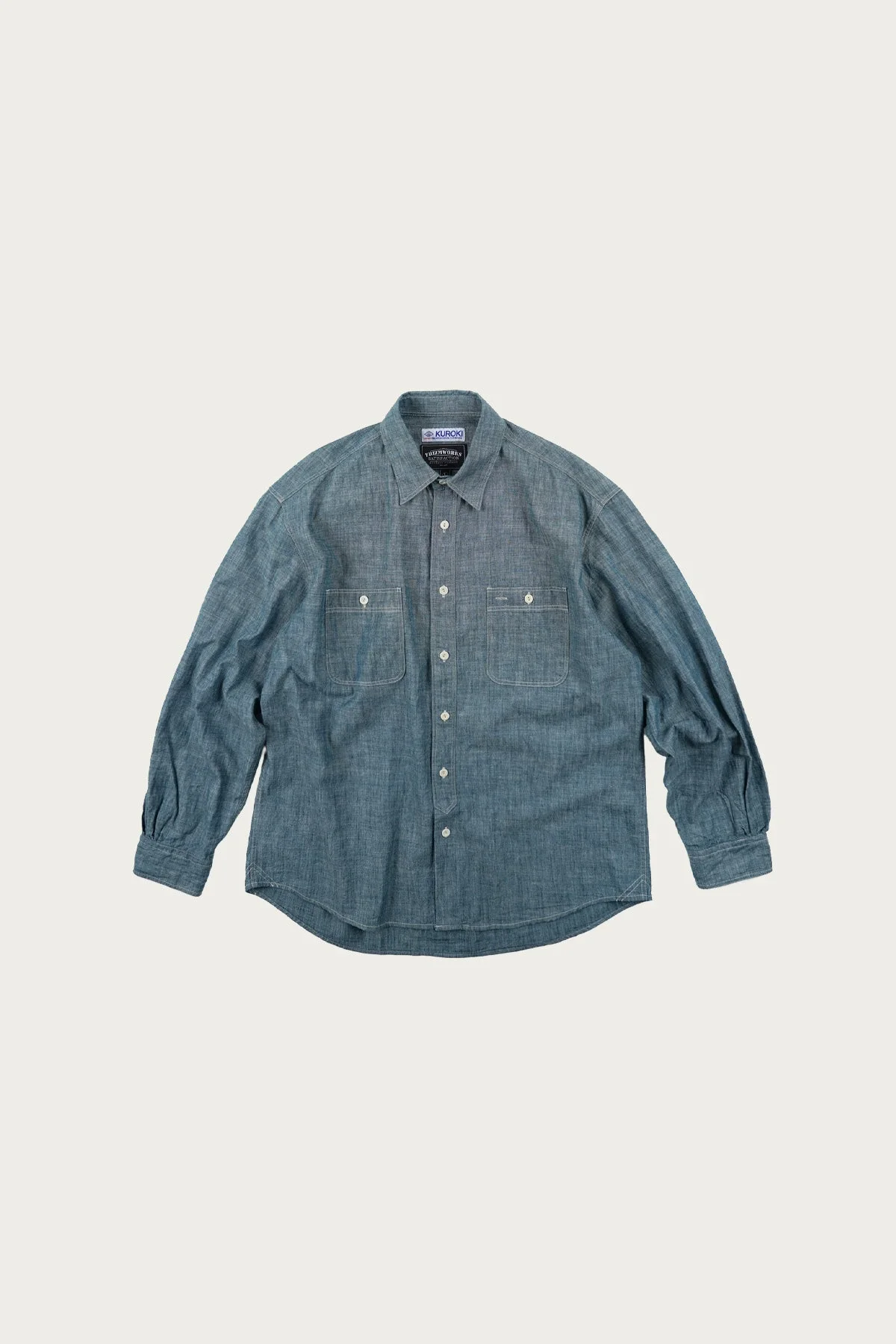Kuroki Chambray Work Shirt - Washed Blue - 1