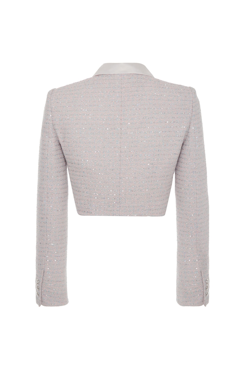 SEQUIN TWEED CROPPED JACKET WITH COLLAR - 2