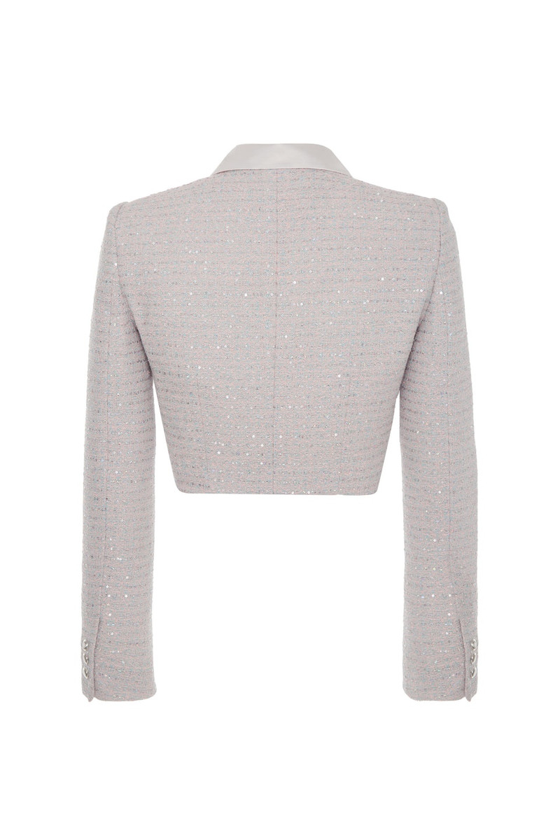 SEQUIN TWEED CROPPED JACKET WITH COLLAR 2
