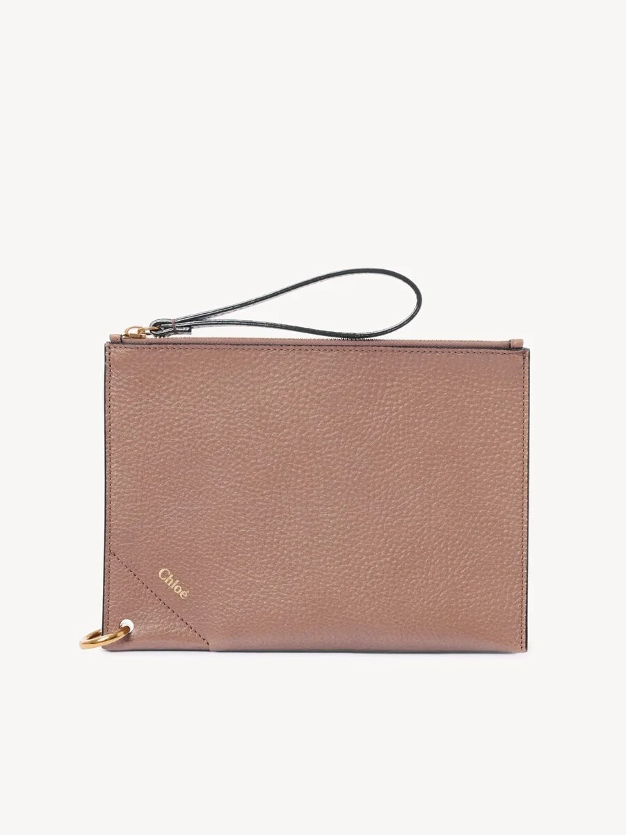 CHLOÉ SPIN ZIPPED POUCH IN GRAINED LEATHER - 1