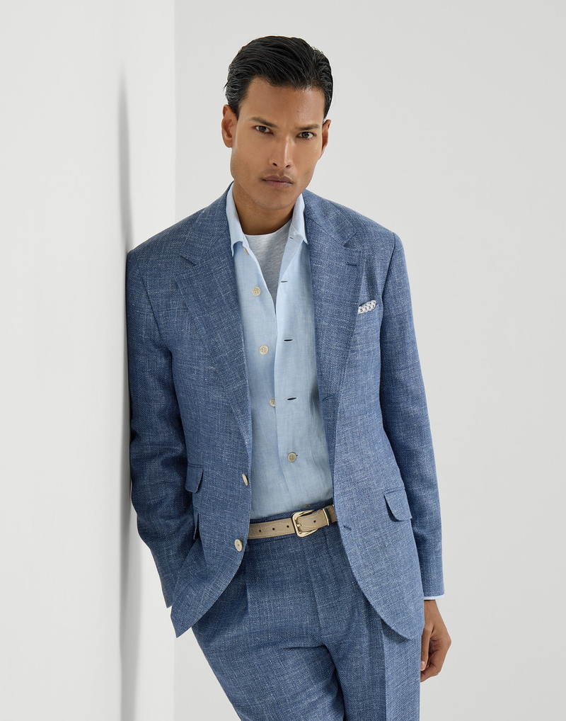 Virgin wool, silk and linen hopsack deconstructed Cavallo blazer 5