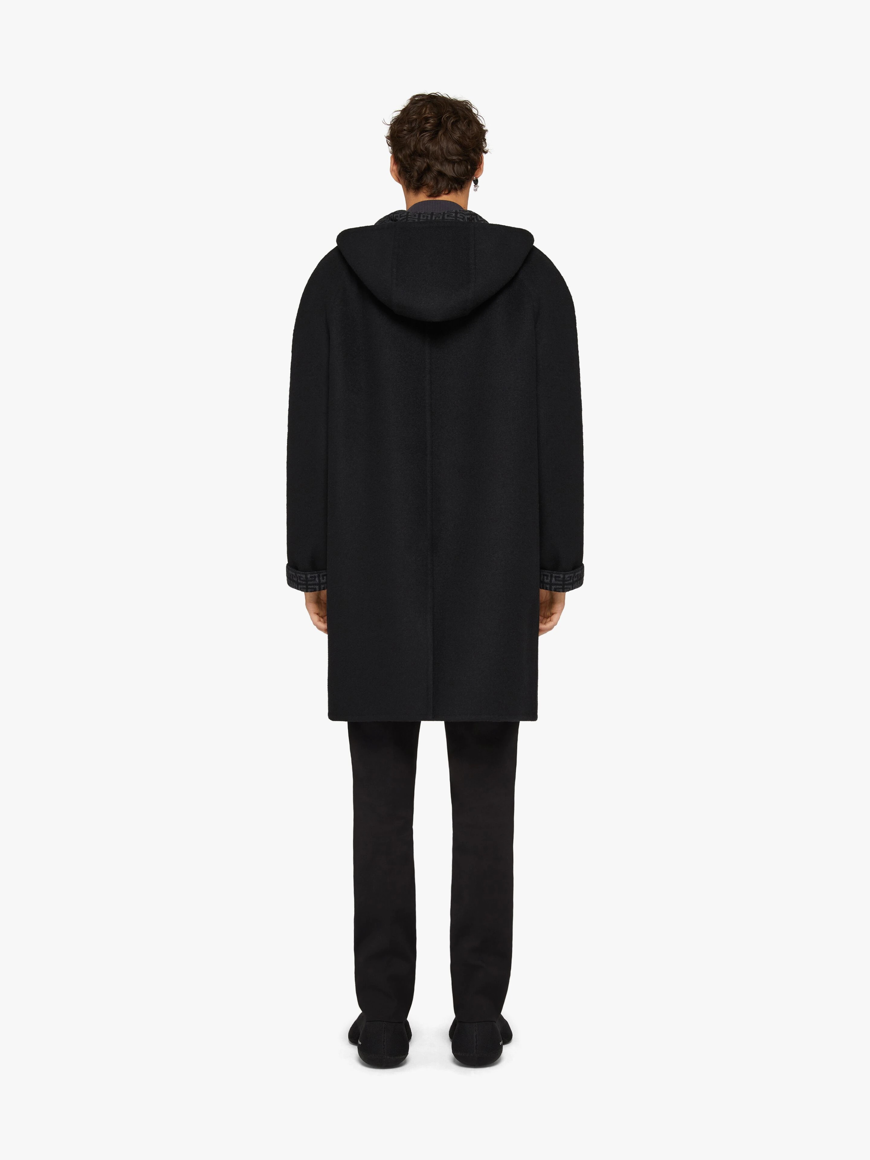 COAT WITH HOOD IN WOOL, CASHMERE AND SILK - 4